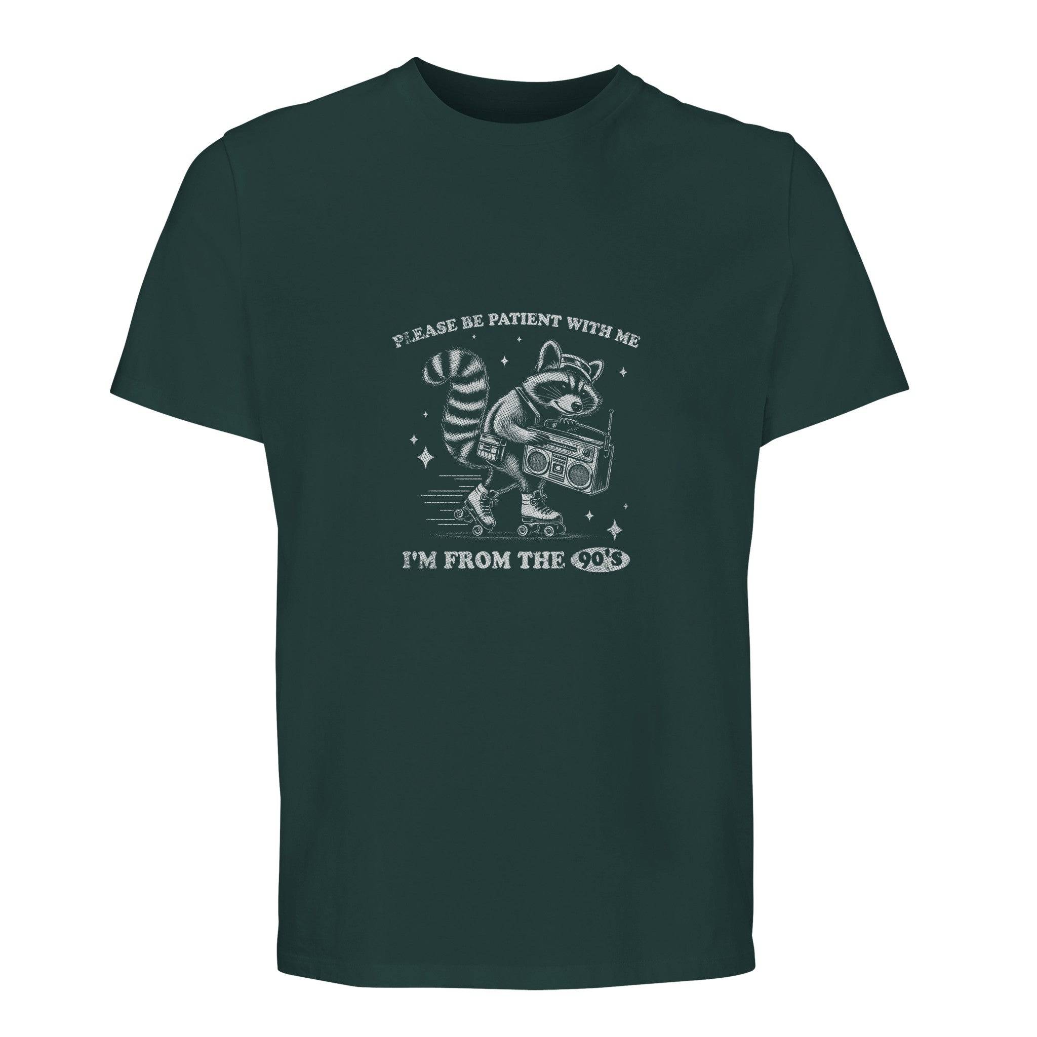 100% Organic Unisex T-shirt/Racoon-Iam From The 90'S