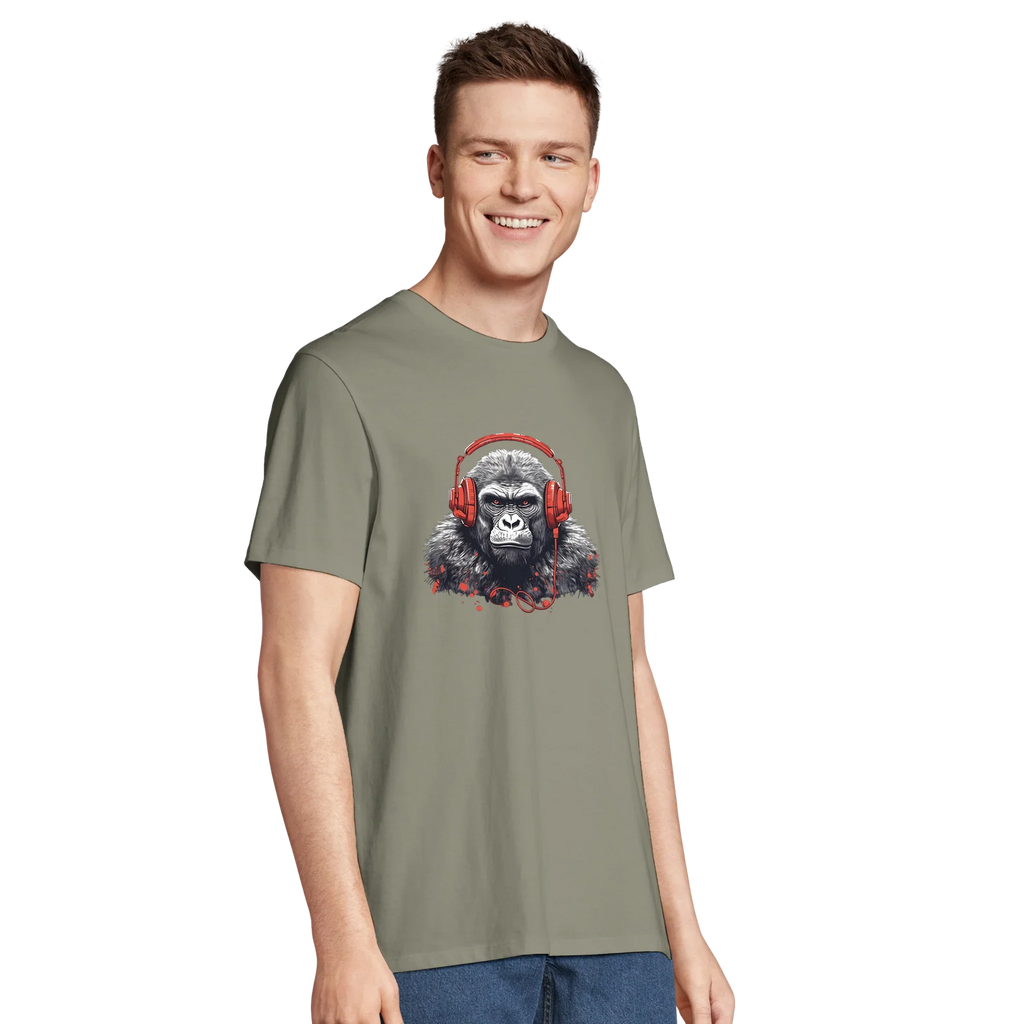 100% Organic Unisex T-shirt/Gorilla-Headphones
