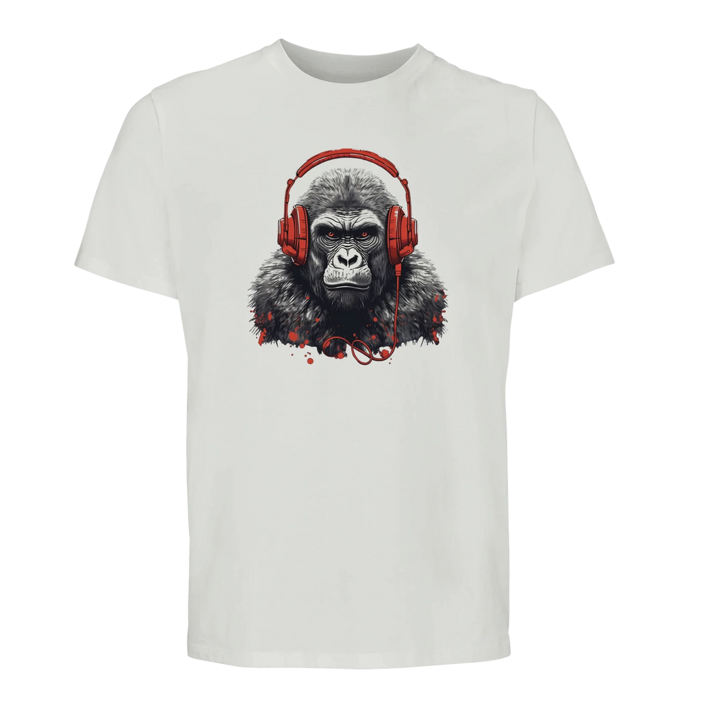100% Organic Unisex T-shirt/Gorilla-Headphones