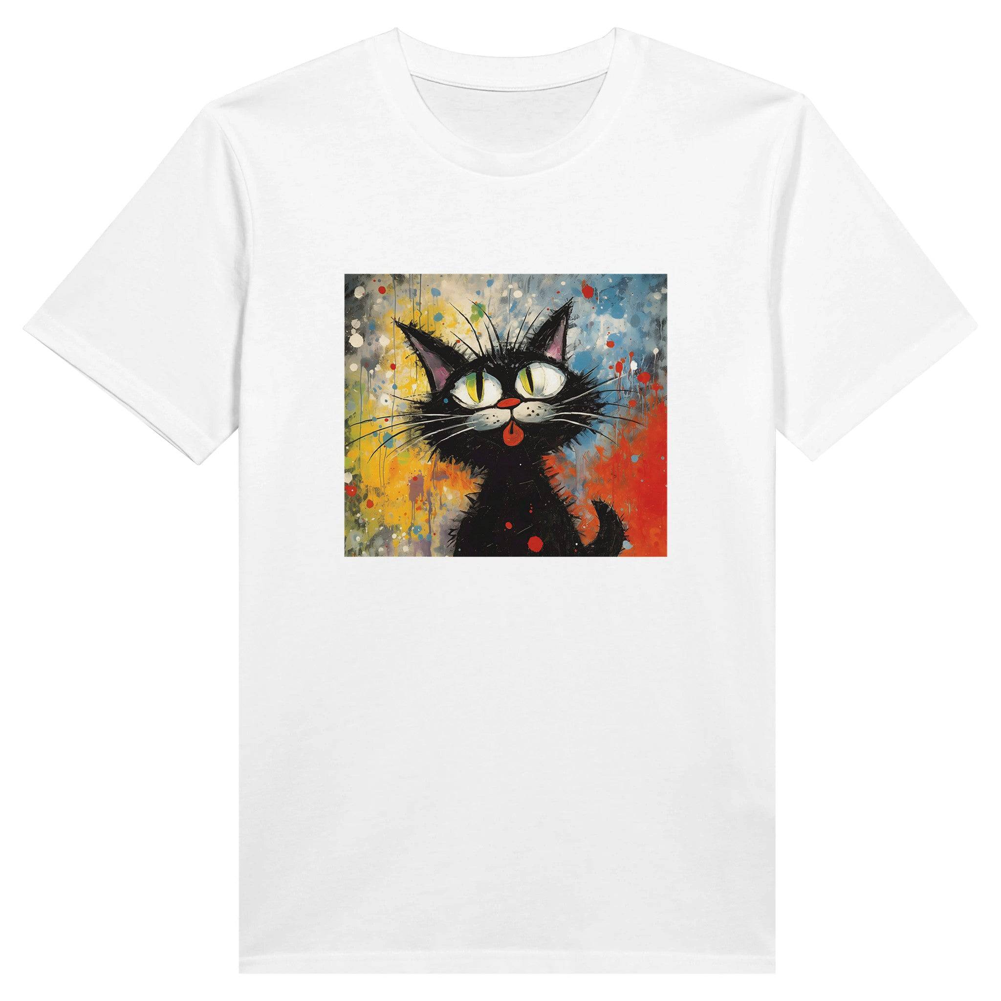 100% Organic Unisex T-shirt/Black-Cat-Abstract