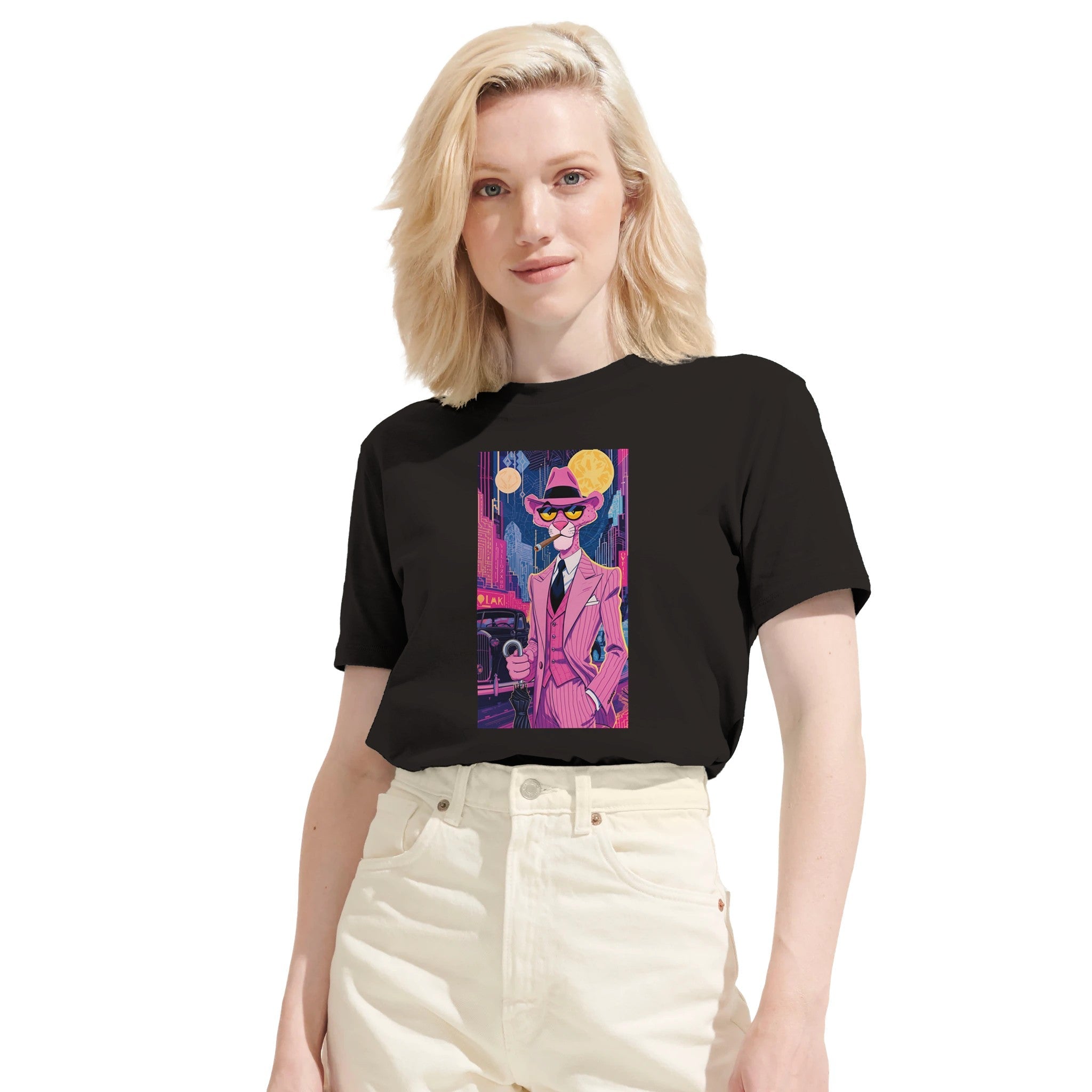 Pink Panther Noir - Retro City/ for Iconic Style/Sustainable-Organic-Cotton-Apparel