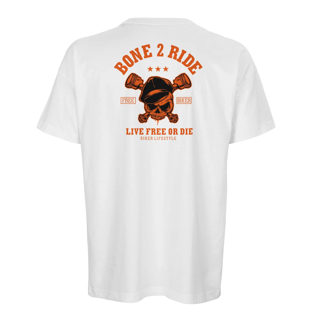Organic Oversized T-shirt /Bone 2 Ride Organic Oversized T-shirt - Live Free or Die Biker