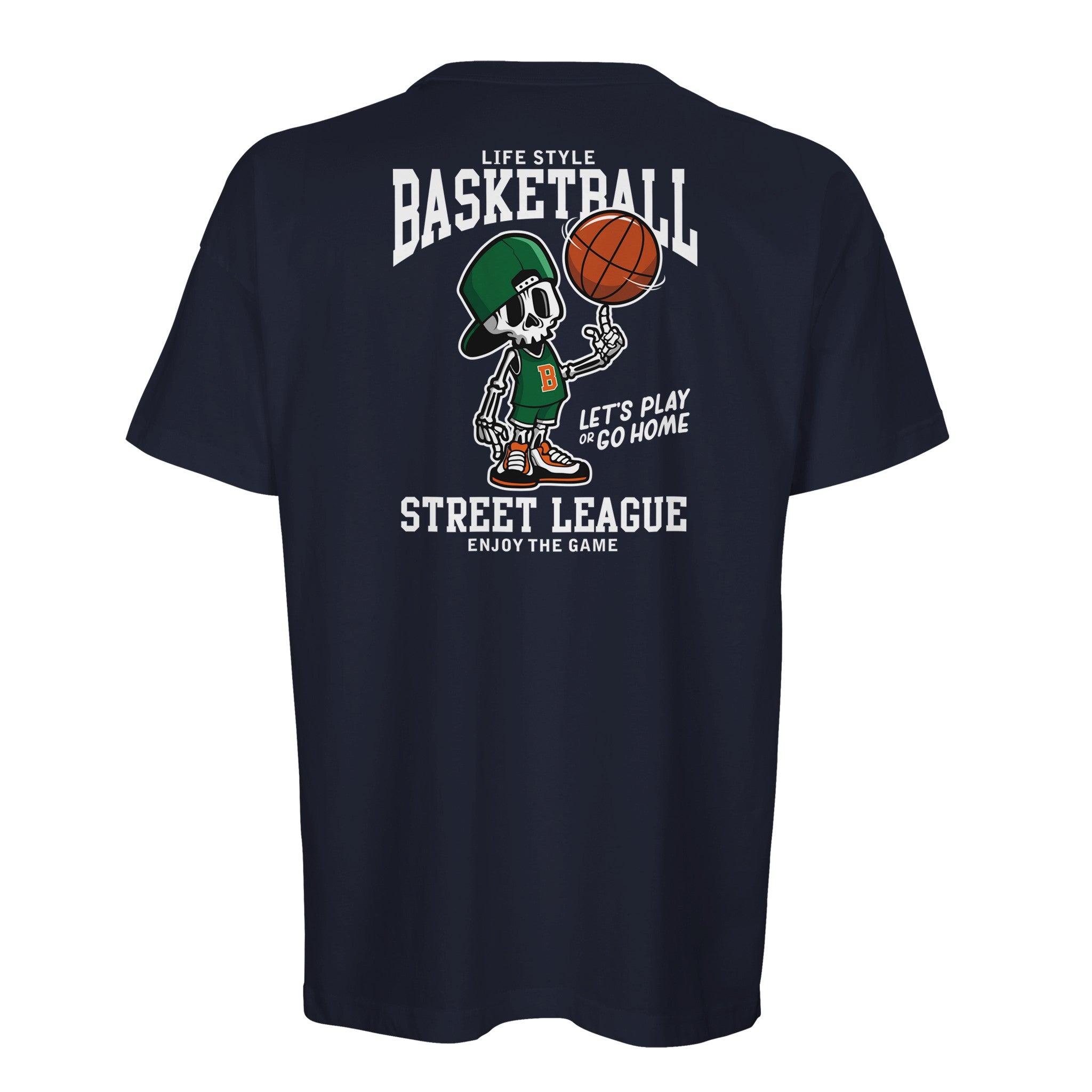 Organic Oversized T-shirt/Basketball Skeleton  - Eco-Friendly Style