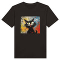 100% Organic Unisex T-shirt/Black-Cat-Abstract