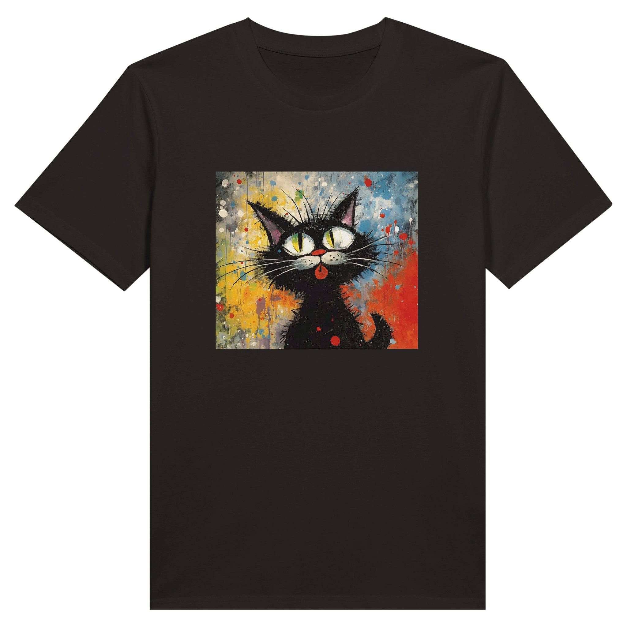 100% Organic Unisex T-shirt/Black-Cat-Abstract