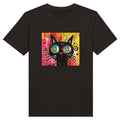 100% Organic Unisex T-shirt/Abstract-Black-Cat-Colorful