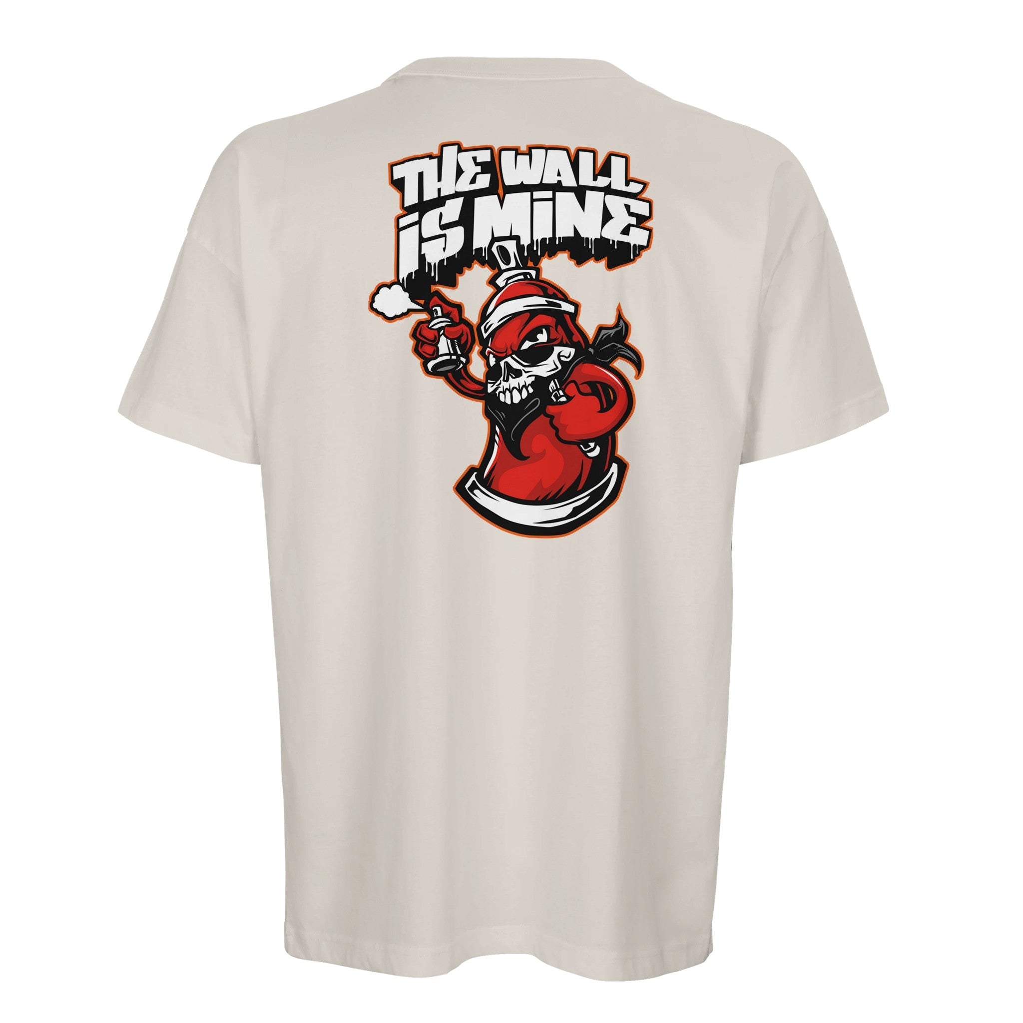 Organic Oversized T-shirt/Graffiti Skull  - 'The Wall Is Mine' Art