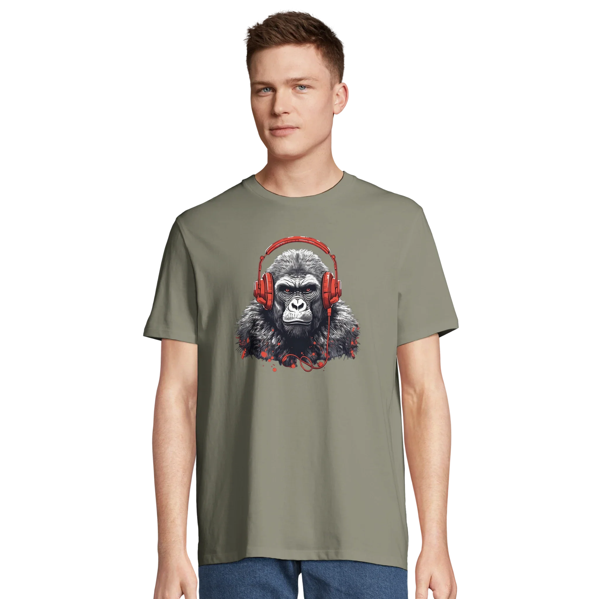 100% Organic Unisex T-shirt/Gorilla-Headphones