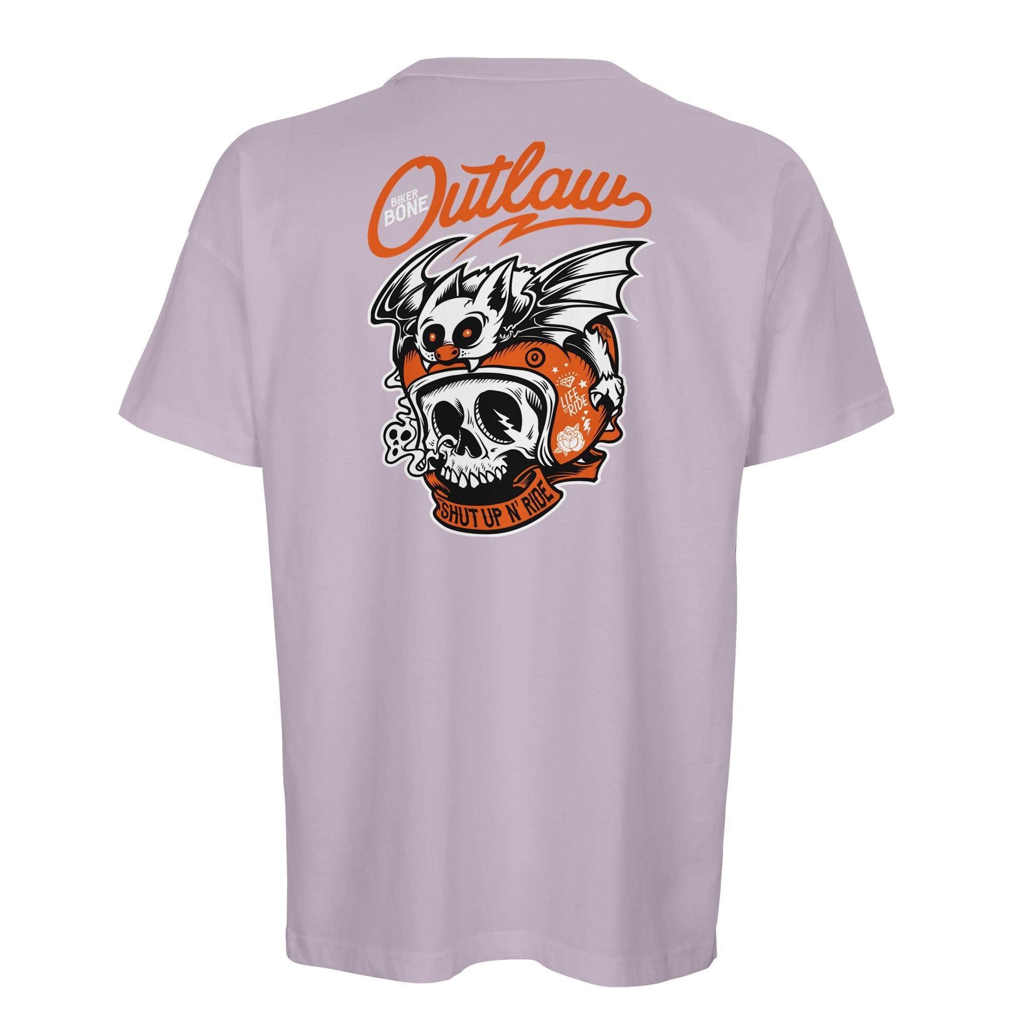 Organic Oversized T-shirt/Outlaw Skull & Bat Rider  – Bold Street Style