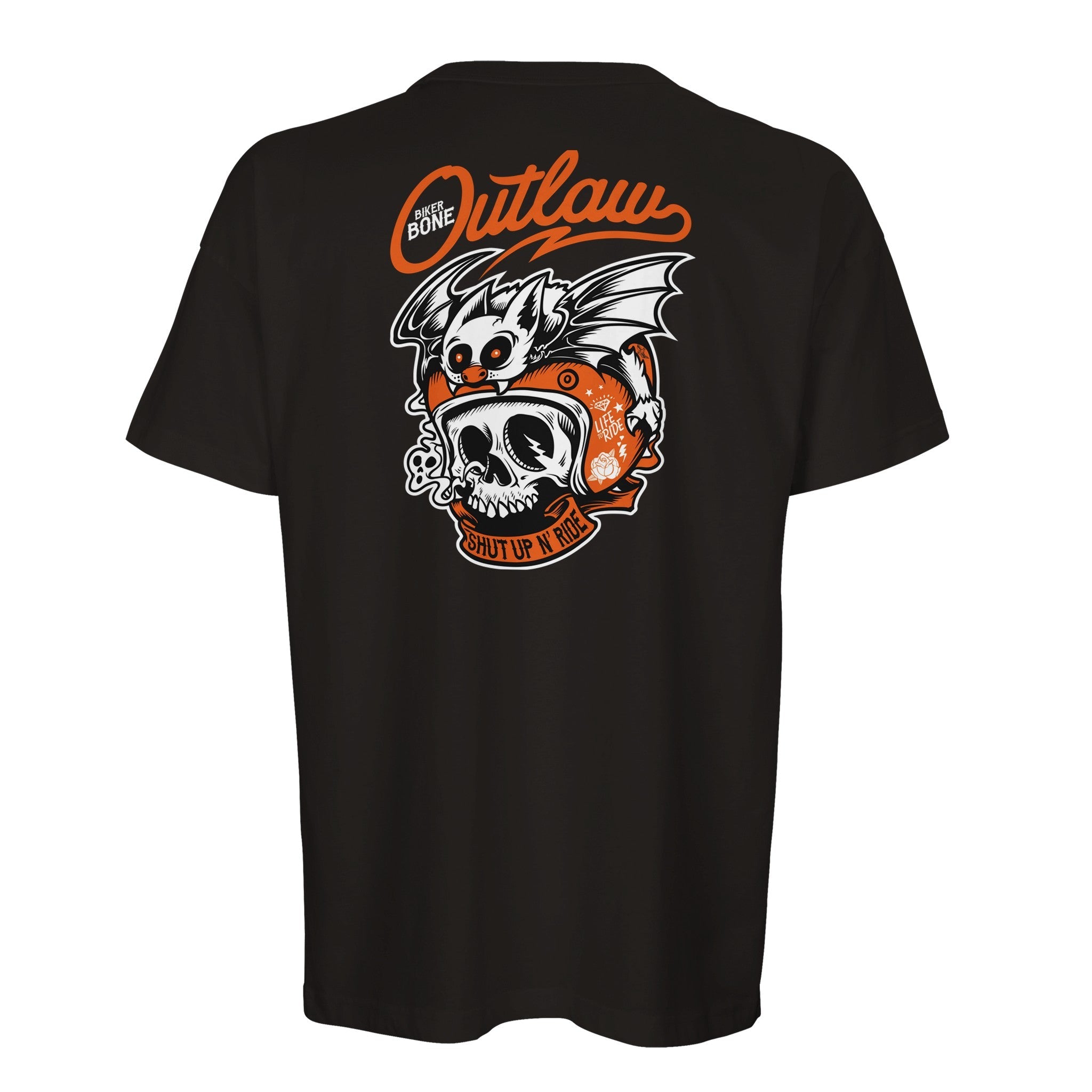 Organic Oversized T-shirt/Outlaw Skull & Bat Rider  – Bold Street Style