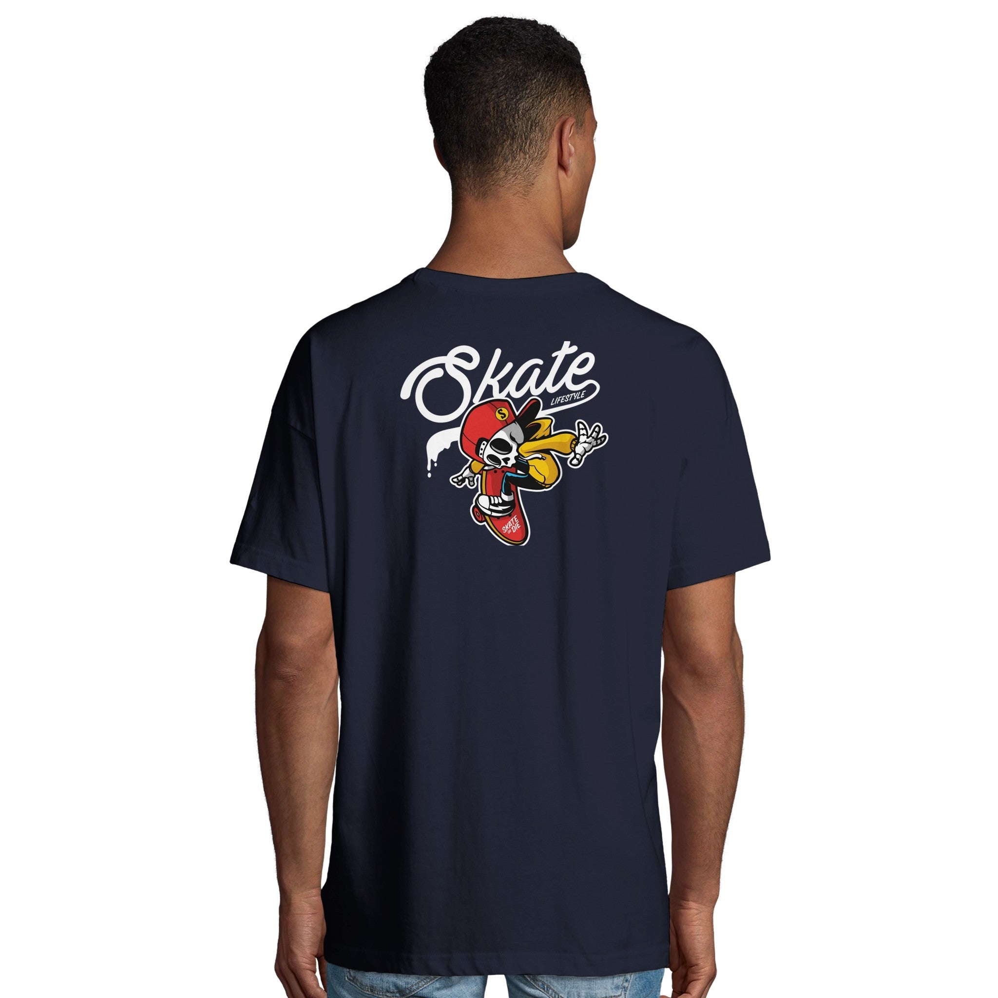 Organic Oversized T-shirt /Skate or Die Skull Graphic Tee