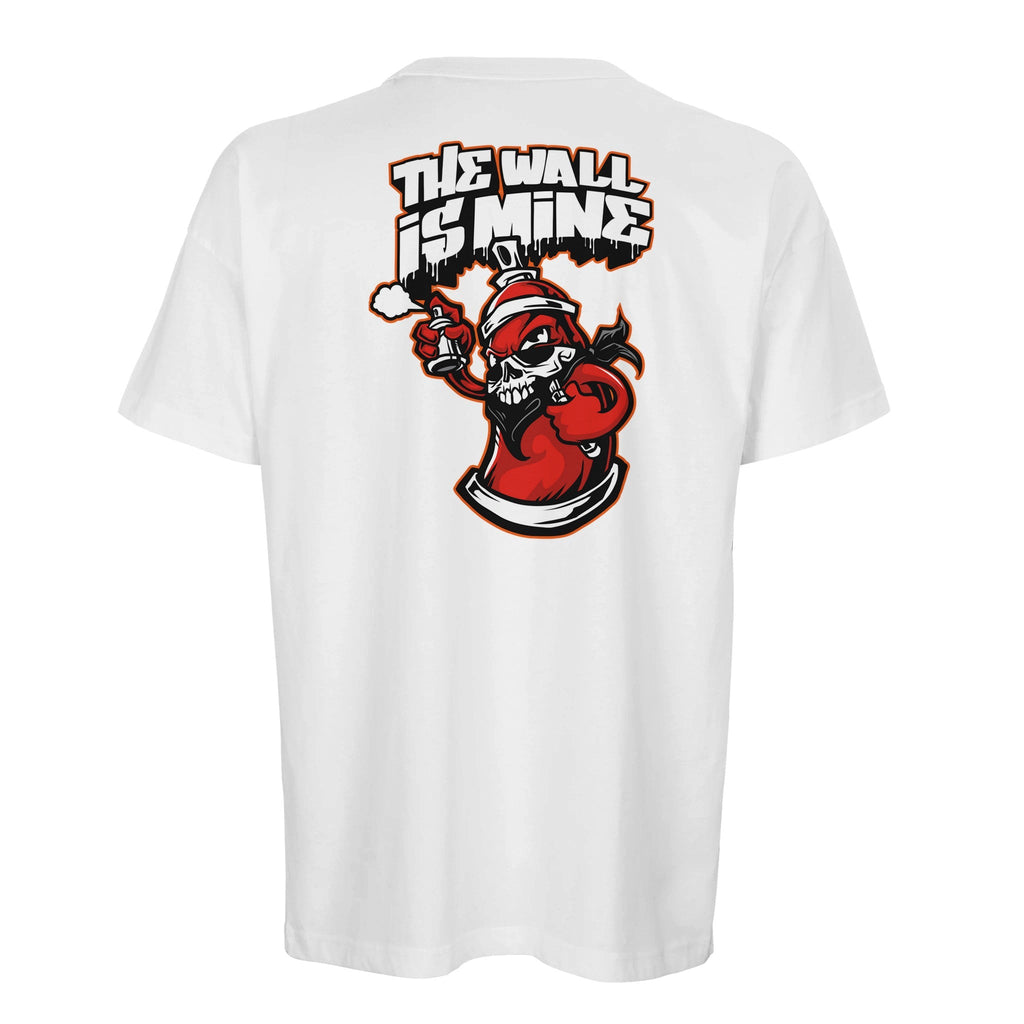 Organic Oversized T-shirt/Graffiti Skull  - 'The Wall Is Mine' Art