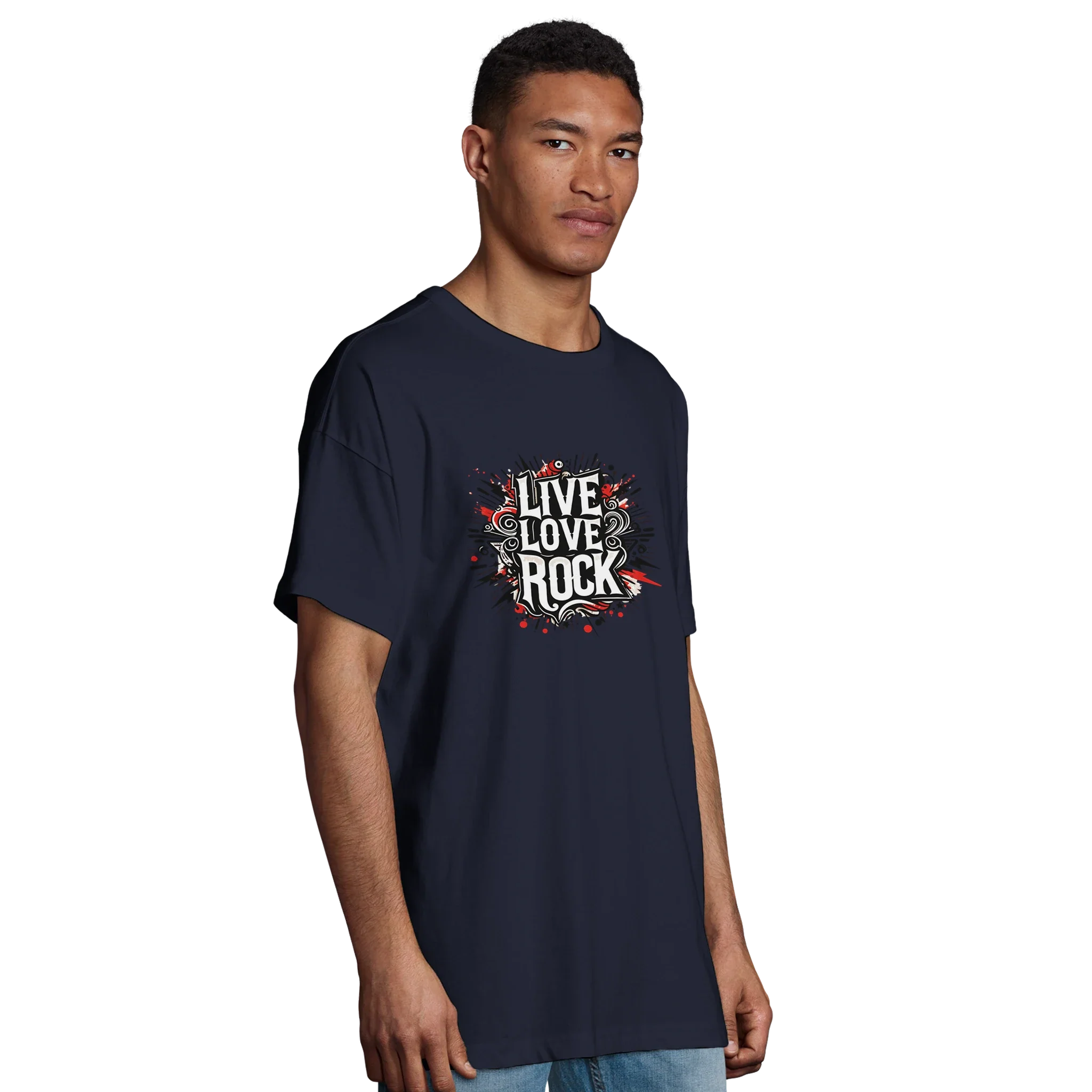 Organic Oversized T-shirt/Live-Love-Rock