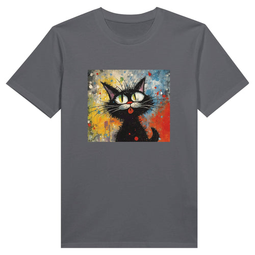 100% Organic Unisex T-shirt/Black-Cat-Abstract