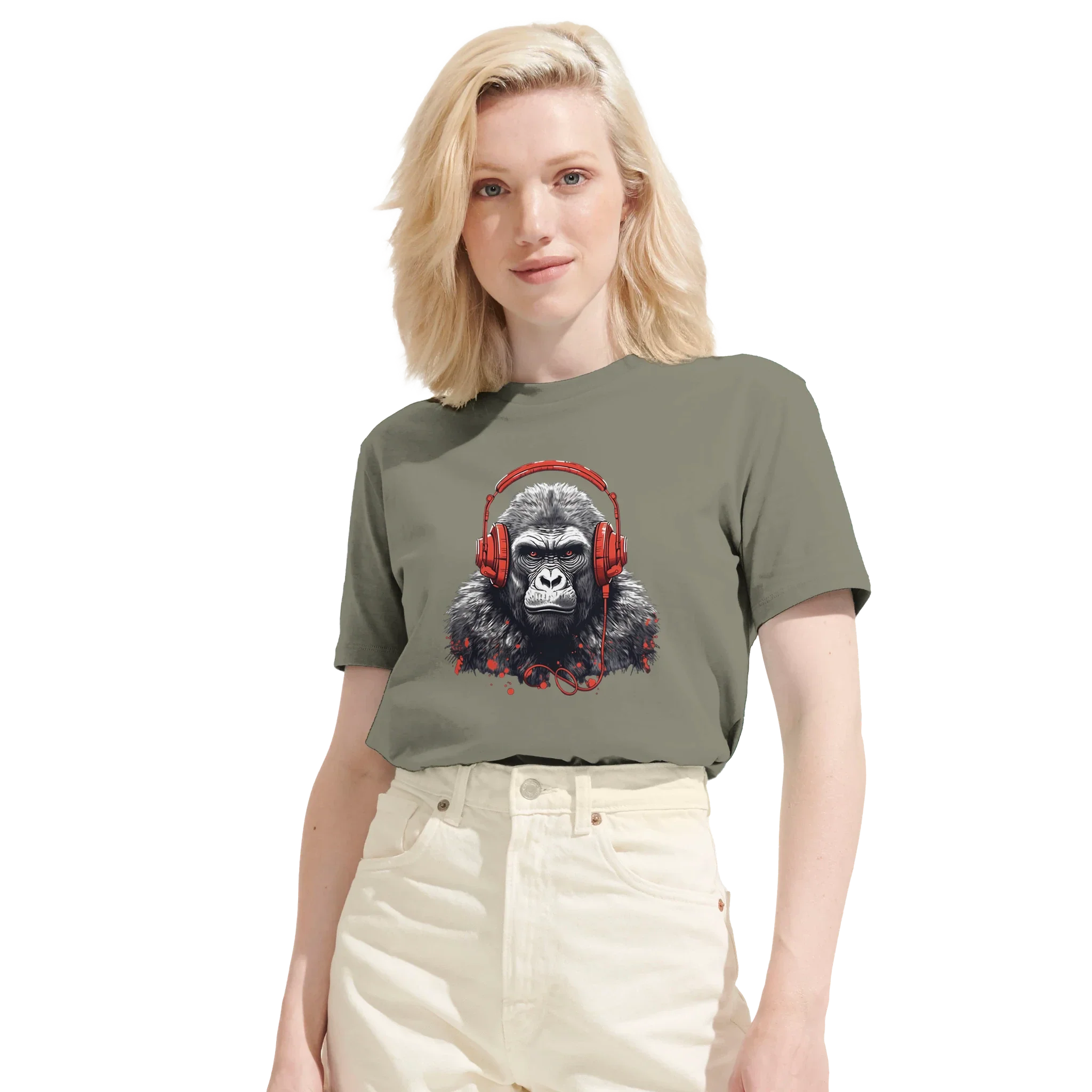 100% Organic Unisex T-shirt/Gorilla-Headphones