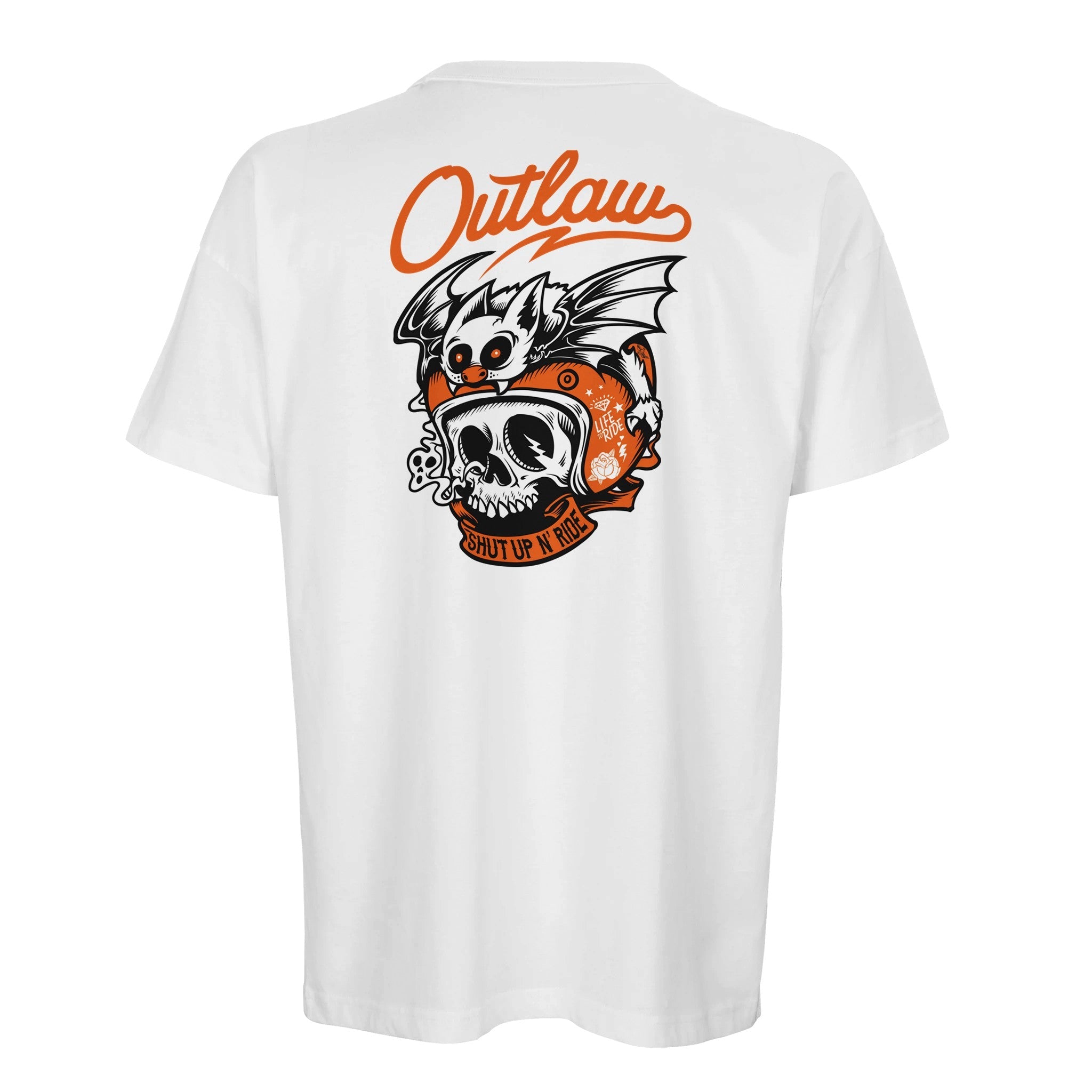Organic Oversized T-shirt/Outlaw Skull & Bat Rider  – Bold Street Style