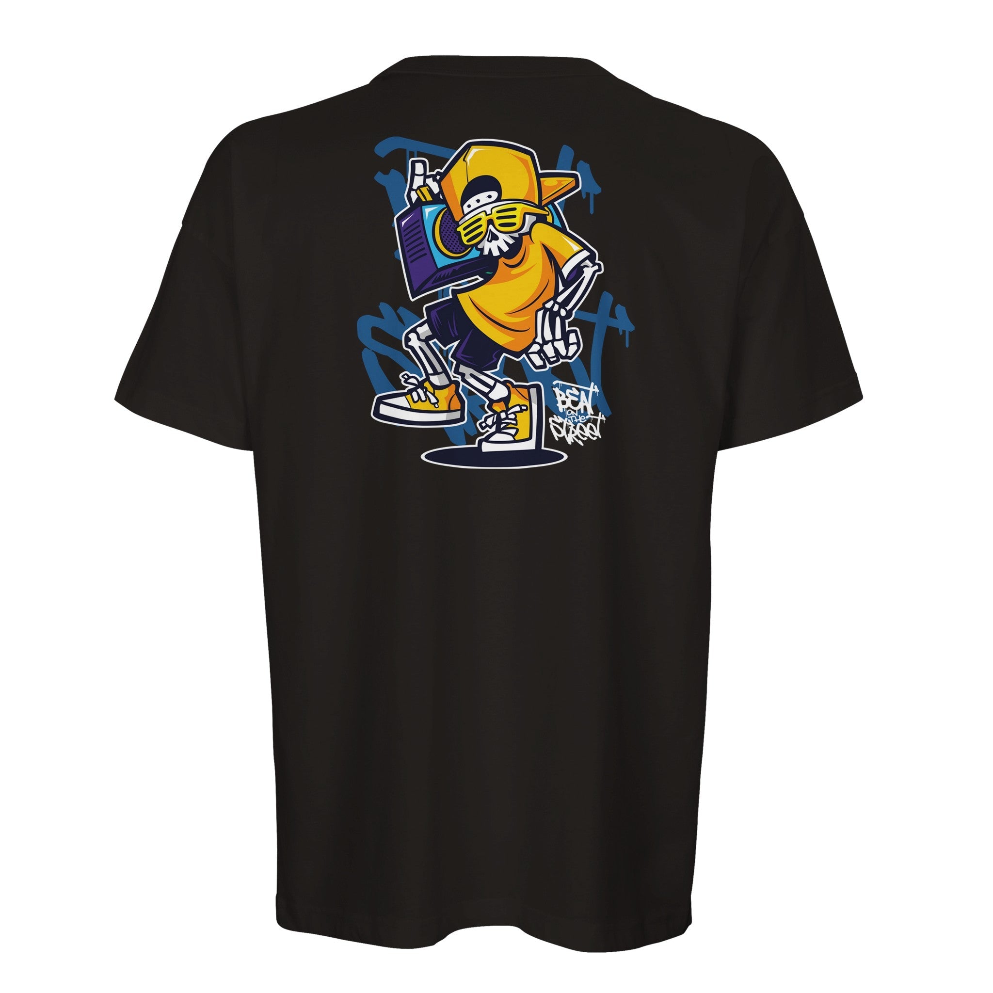 Organic Oversized T-shirt/Urban Vibe : Street-Style Skeleton Graphic