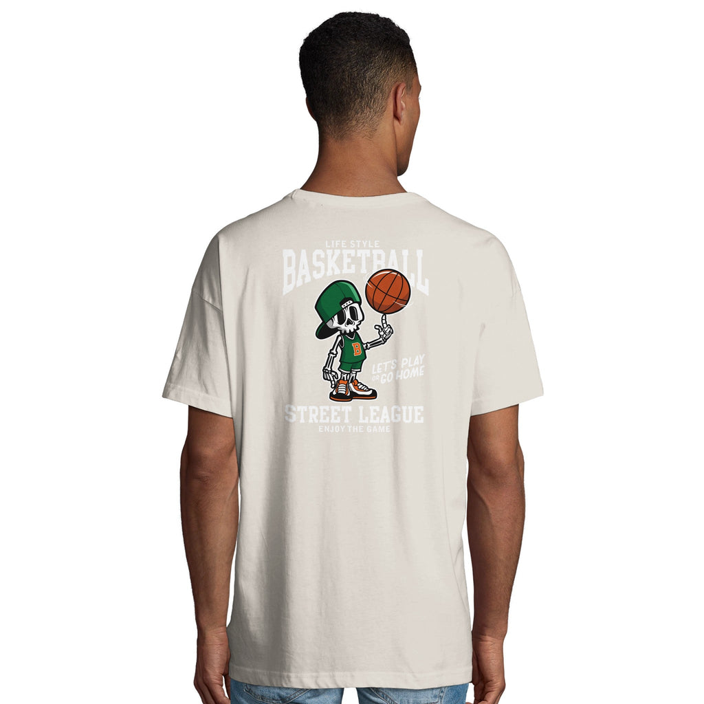 Organic Oversized T-shirt/Basketball Skeleton  - Eco-Friendly Style