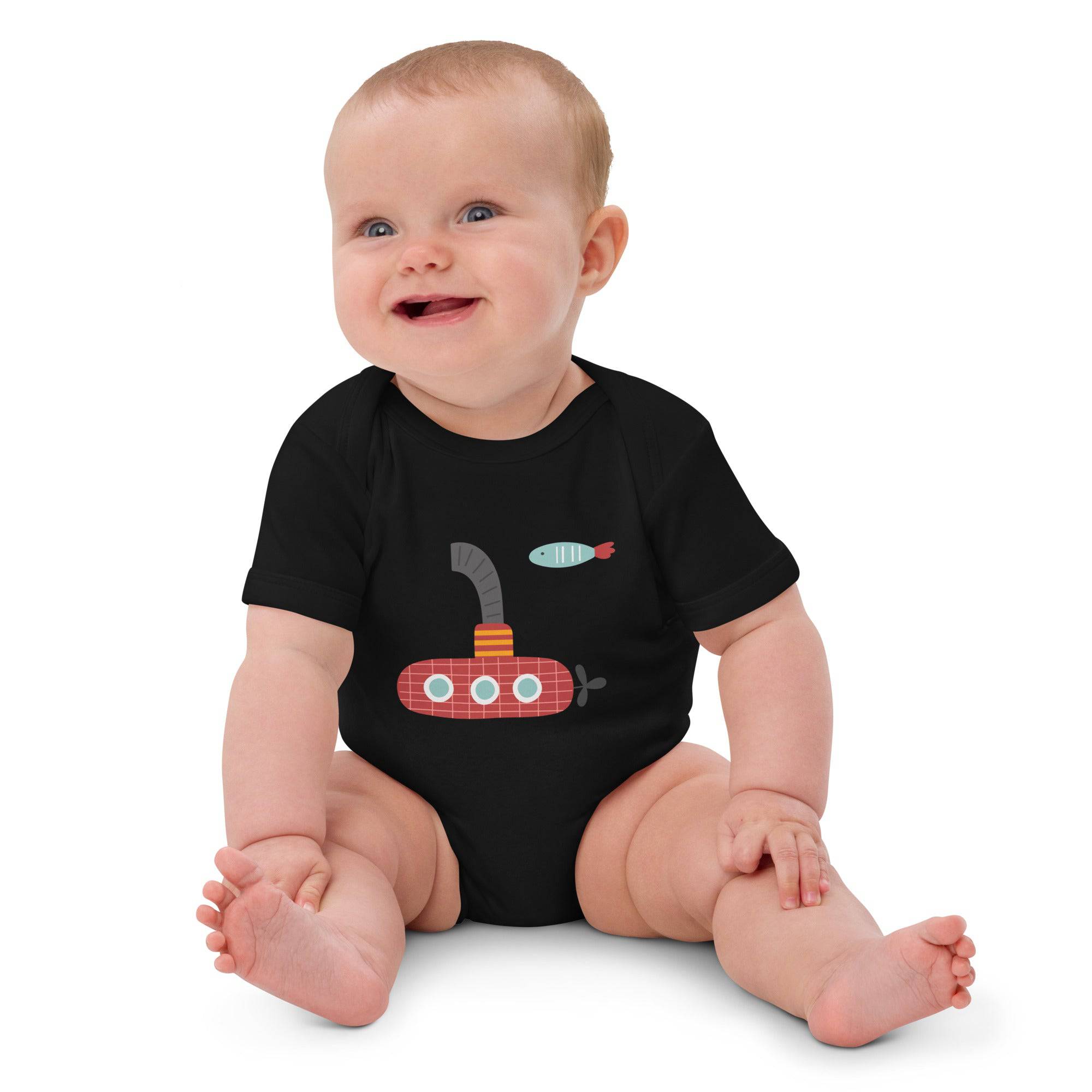 Organic cotton baby bodysuit-Submarine