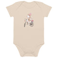 Organic cotton baby bodysuit/Bunnies Bicycle