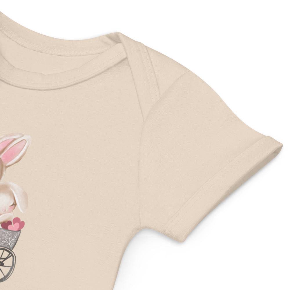 Organic cotton baby bodysuit/Bunnies Bicycle