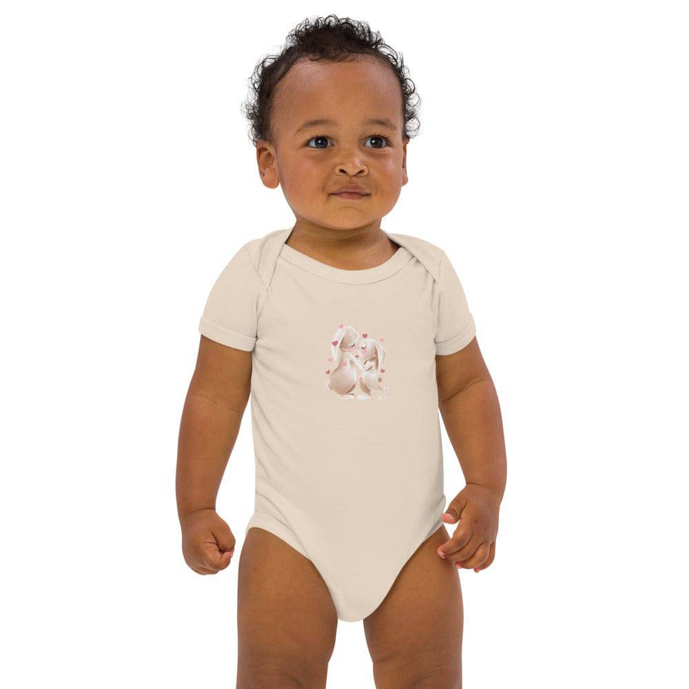 Organic cotton baby bodysuit/Bunnies Hearts