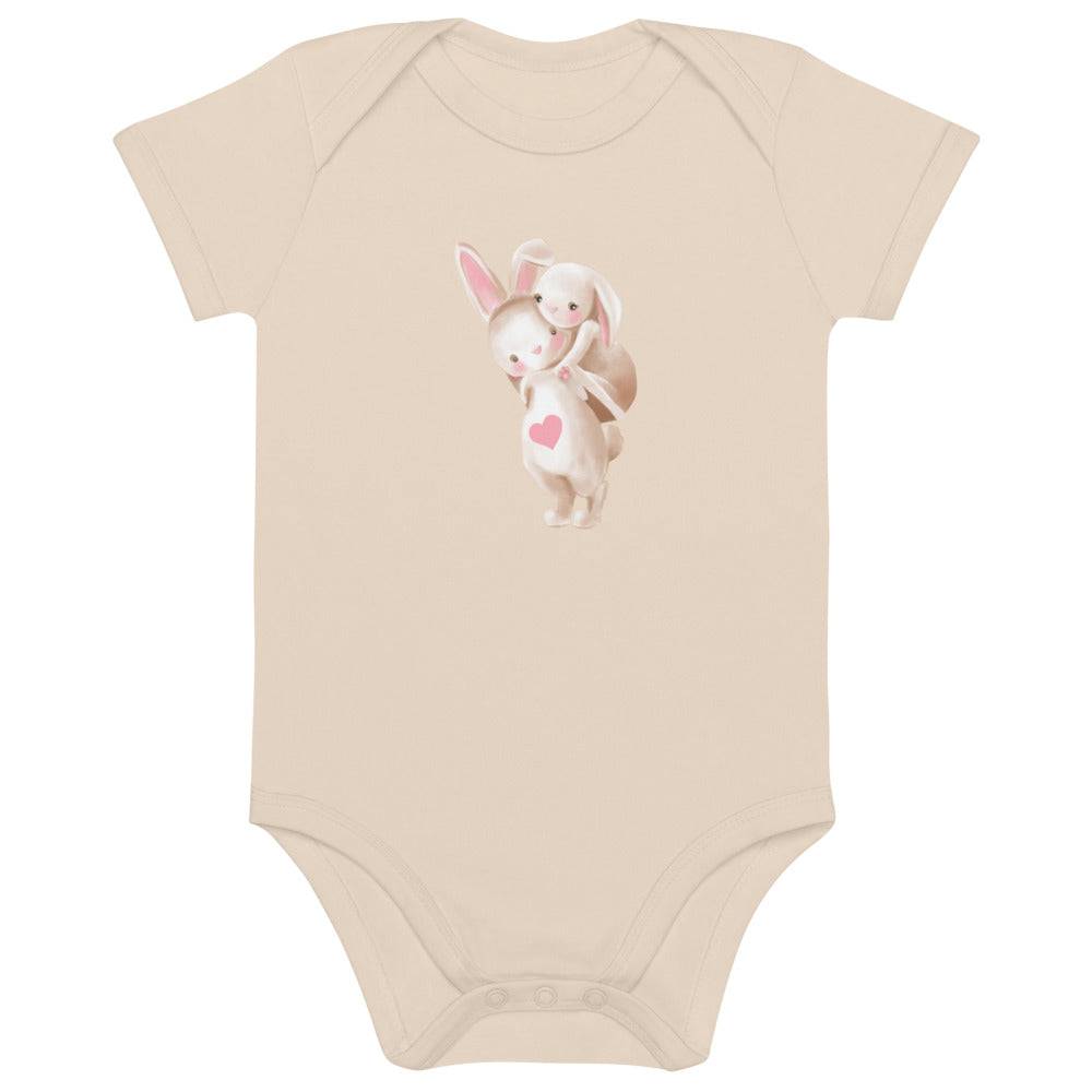 Organic cotton baby bodysuit/Bunnies Playing