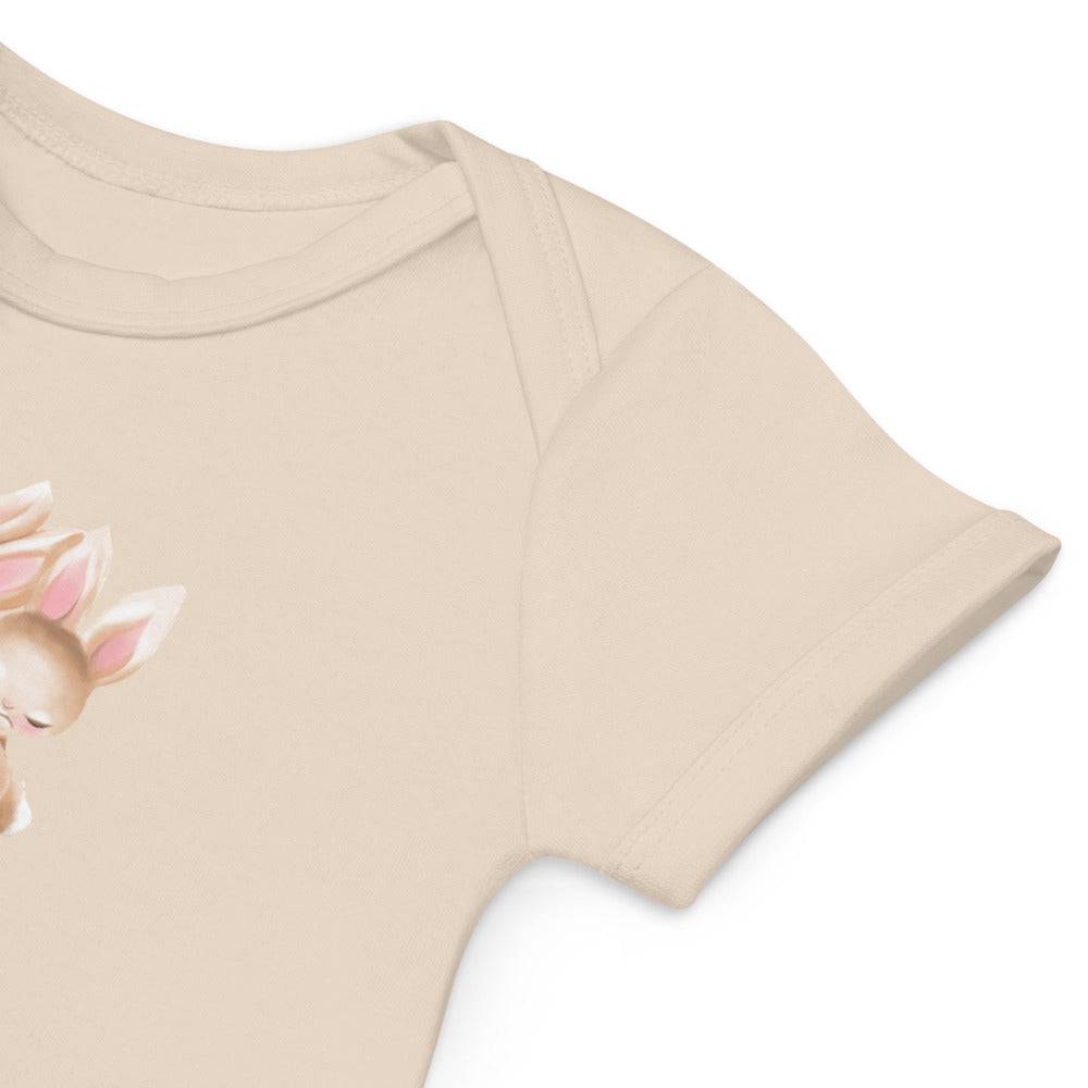 Organic cotton baby bodysuit/Bunnies two Hearts