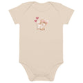 Organic cotton baby bodysuit/Bunnies two Hearts
