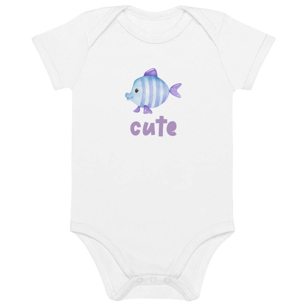 Organic cotton baby bodysuit/Fish Cute