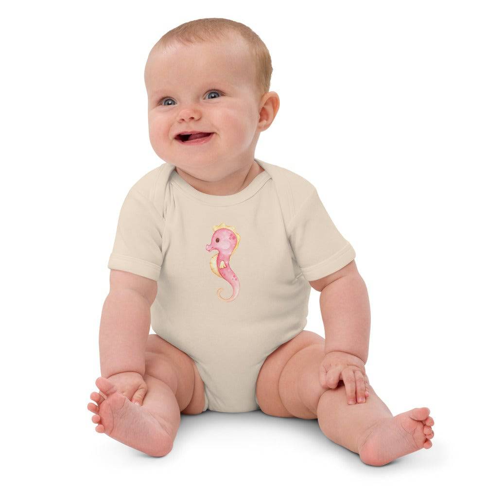 Organic cotton baby bodysuit/Hippocampus