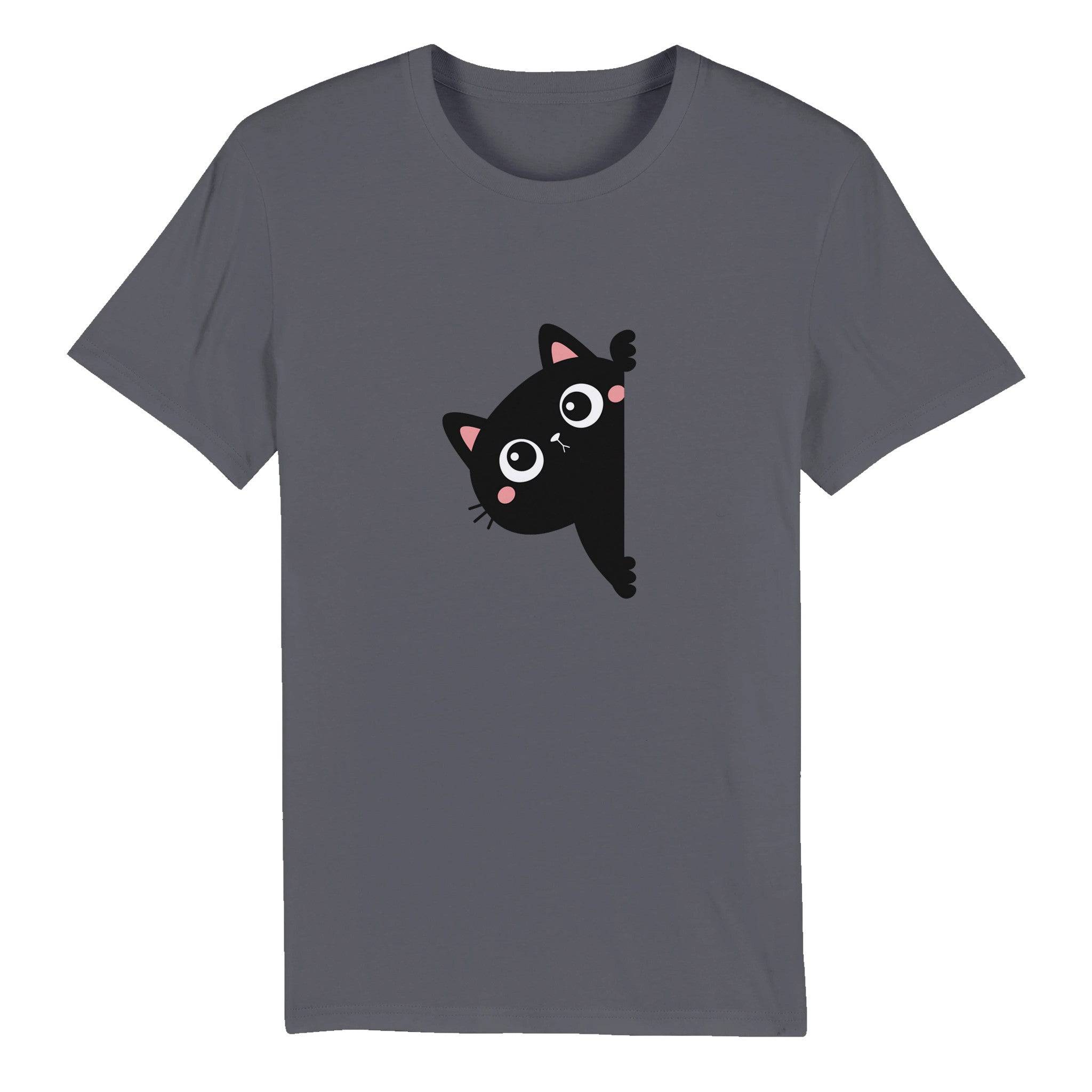 100% Organic Unisex T-shirt/Black-Cat-Hiding