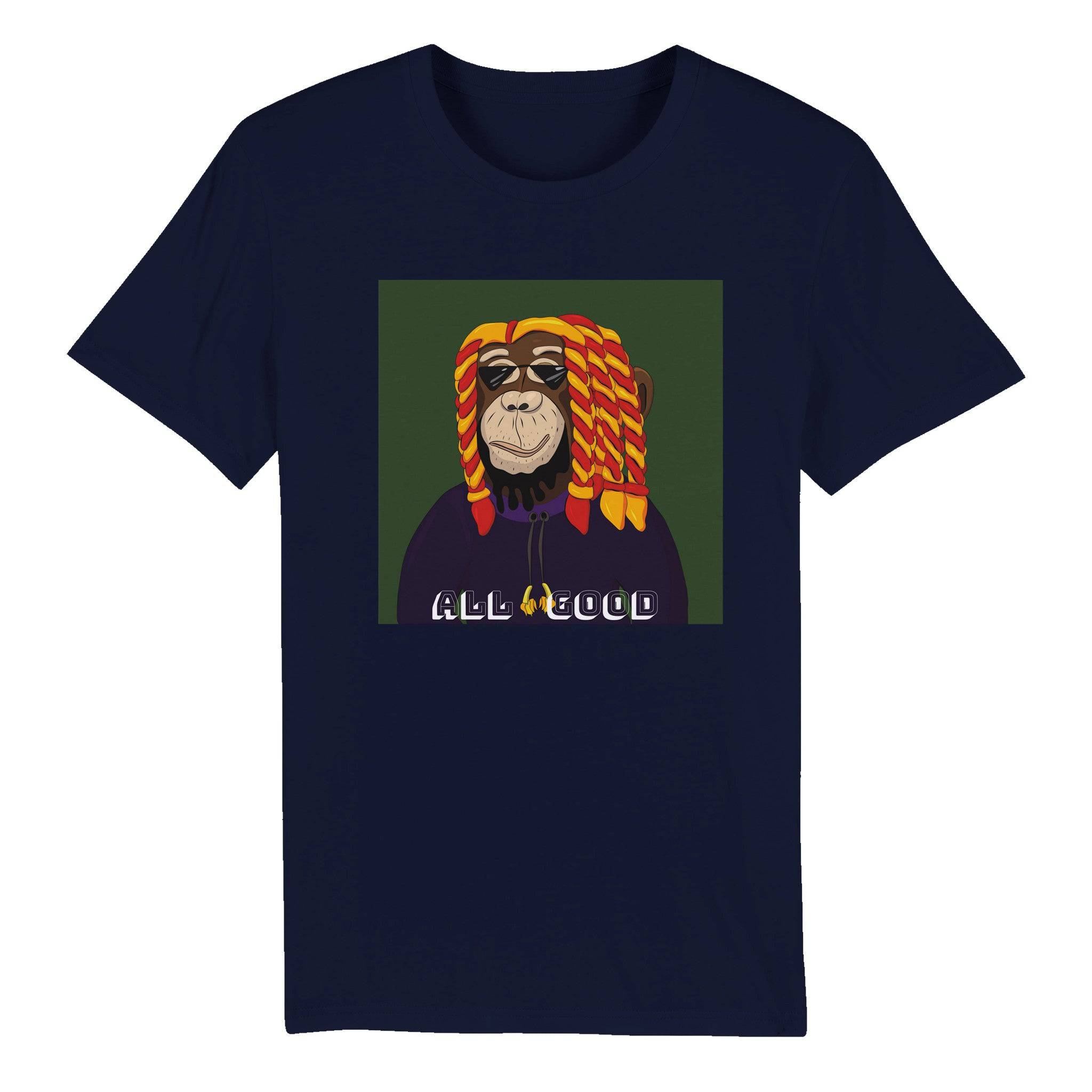 100% Organic Unisex T-shirt/Monkey-Rasta