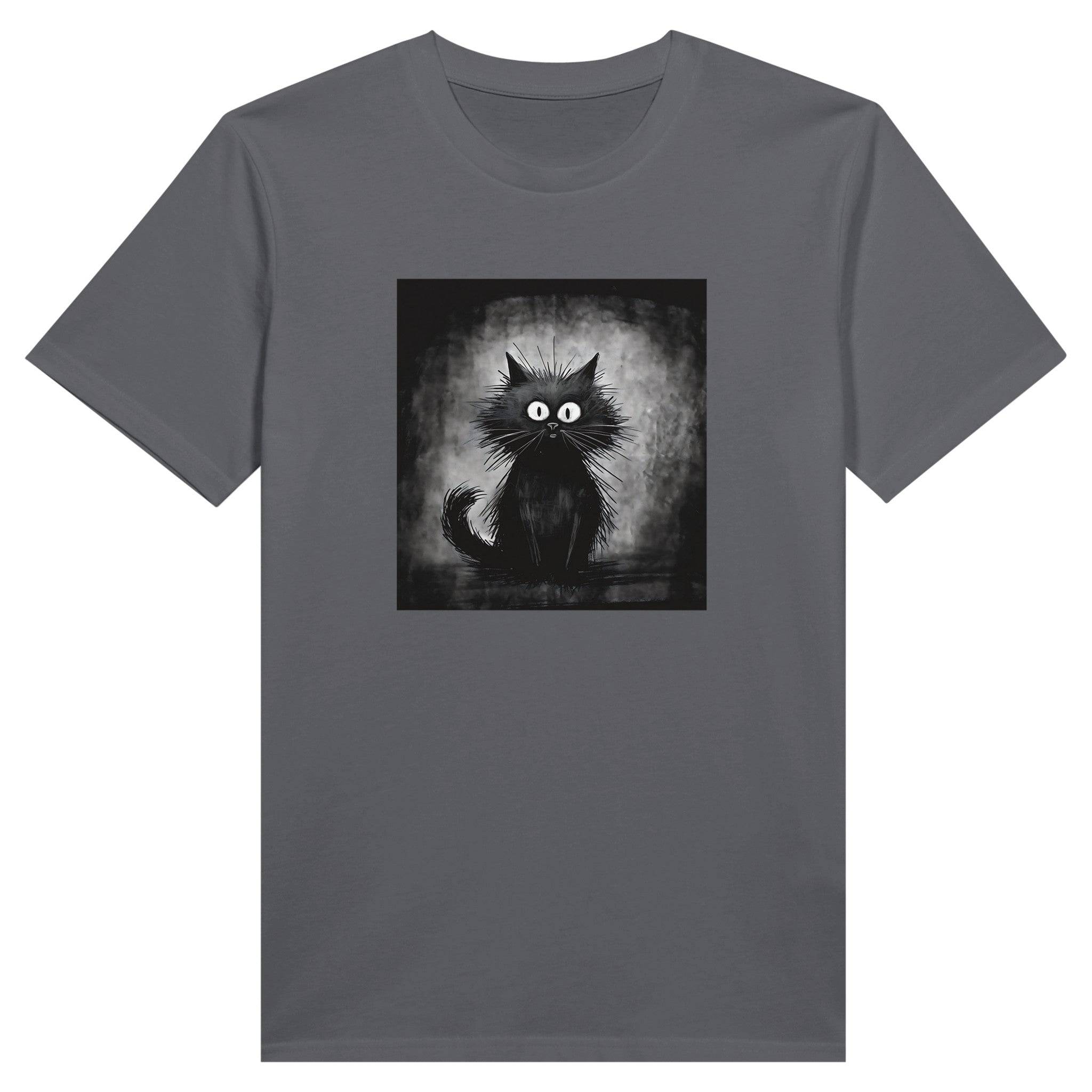 100% Organic Unisex T-shirt/Black-Cat-Drawn-On-The-Hand