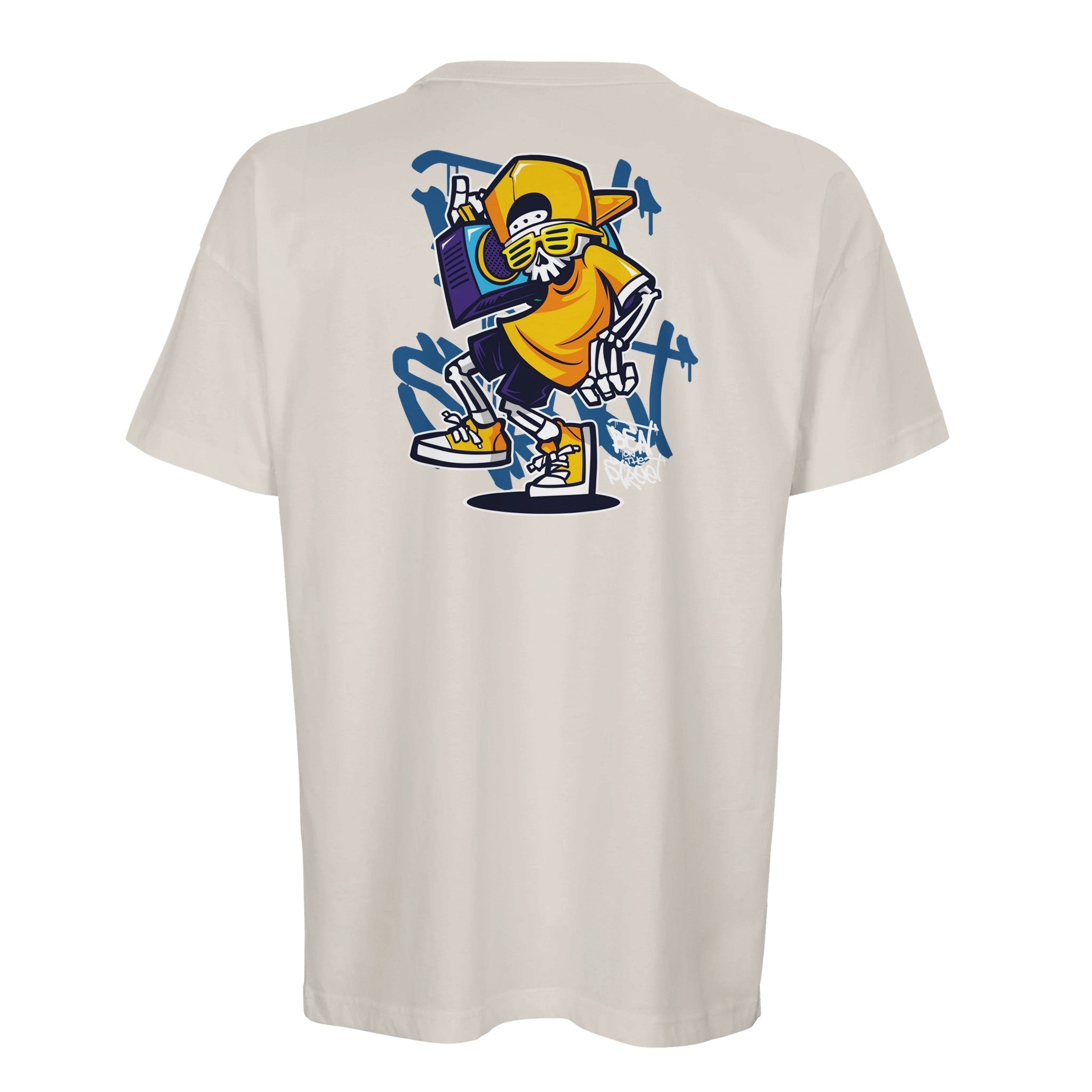 Organic Oversized T-shirt/Urban Vibe : Street-Style Skeleton Graphic