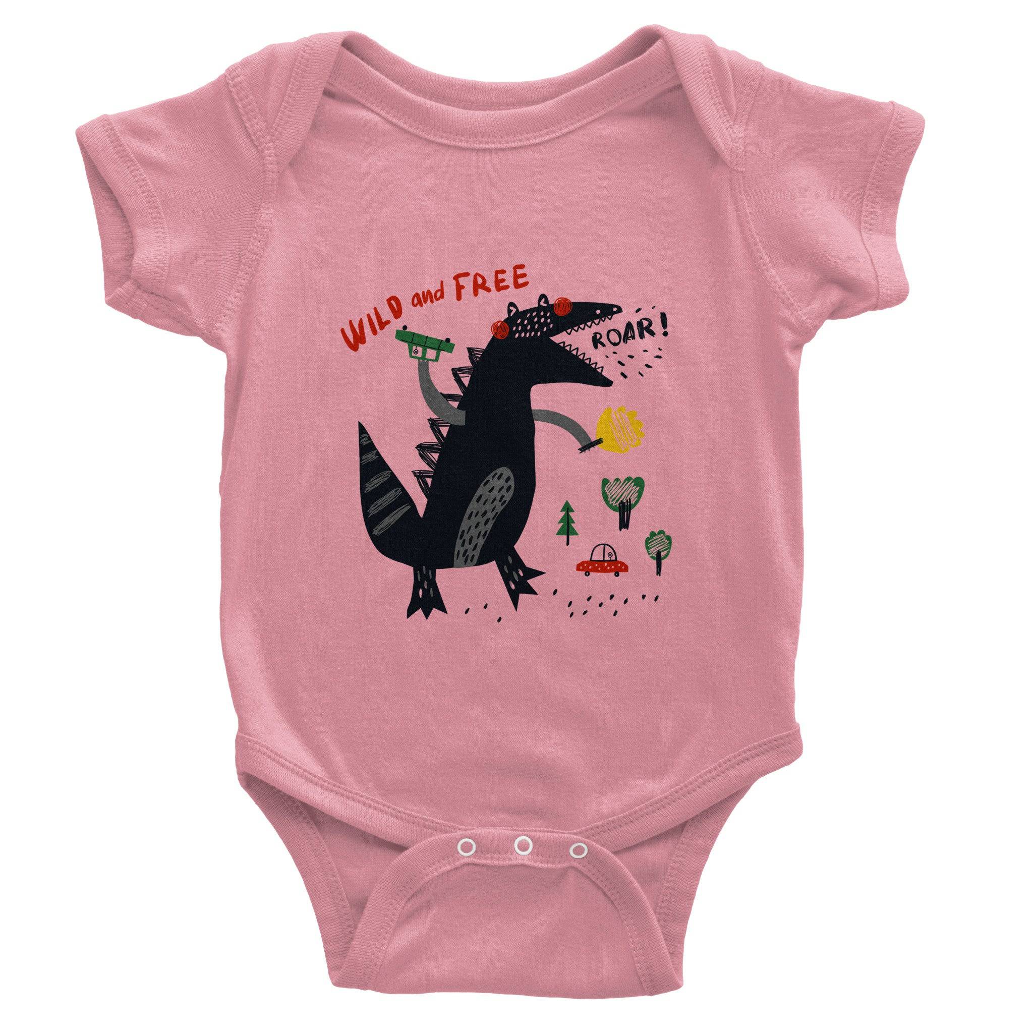 Organic cotton baby bodysuit/Dino-Black-Roar - Classic