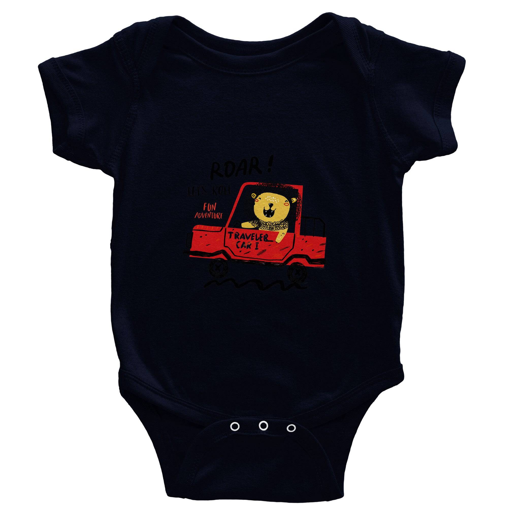Organic cotton baby bodysuit/Lion-Driver - Classic