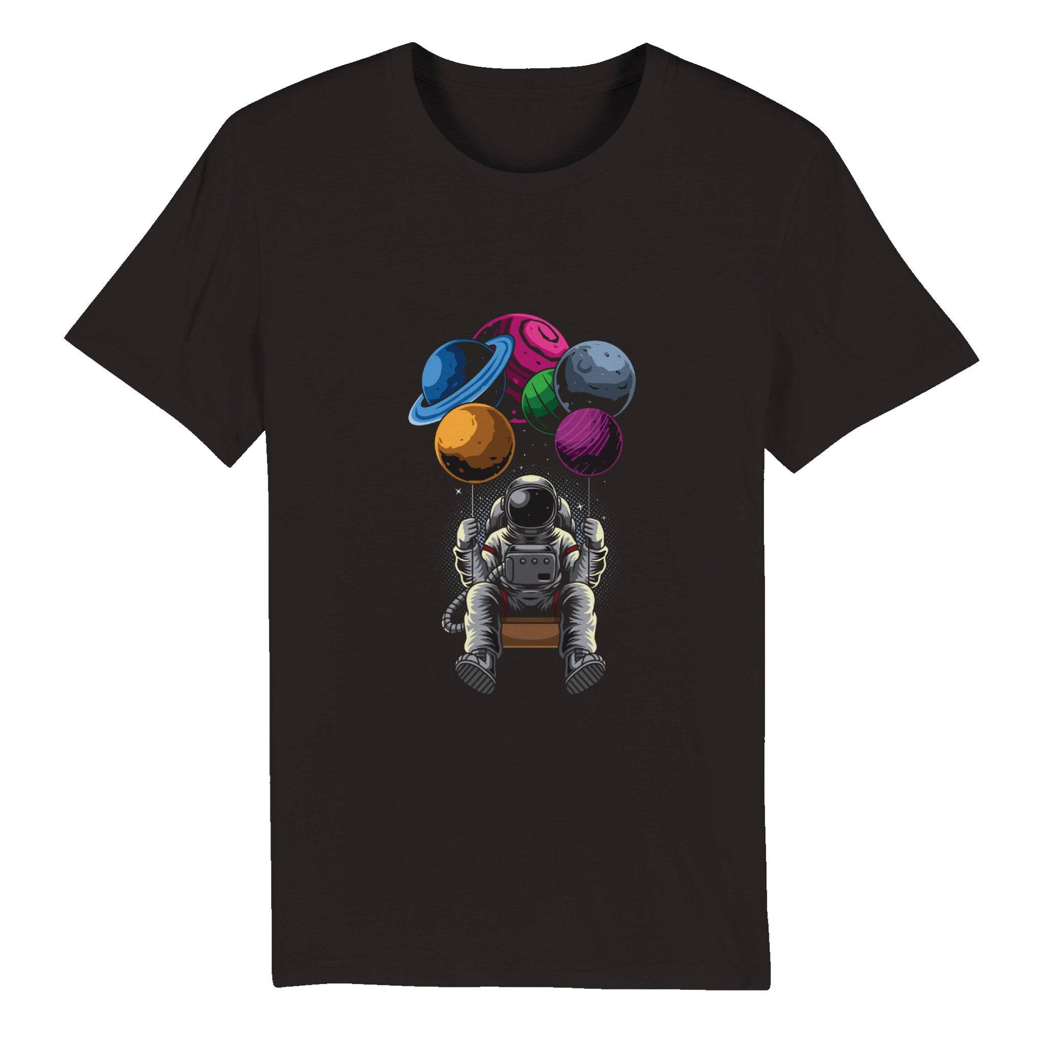 100% Organic Unisex T-shirt/Astronaut-Hanging-Baloons