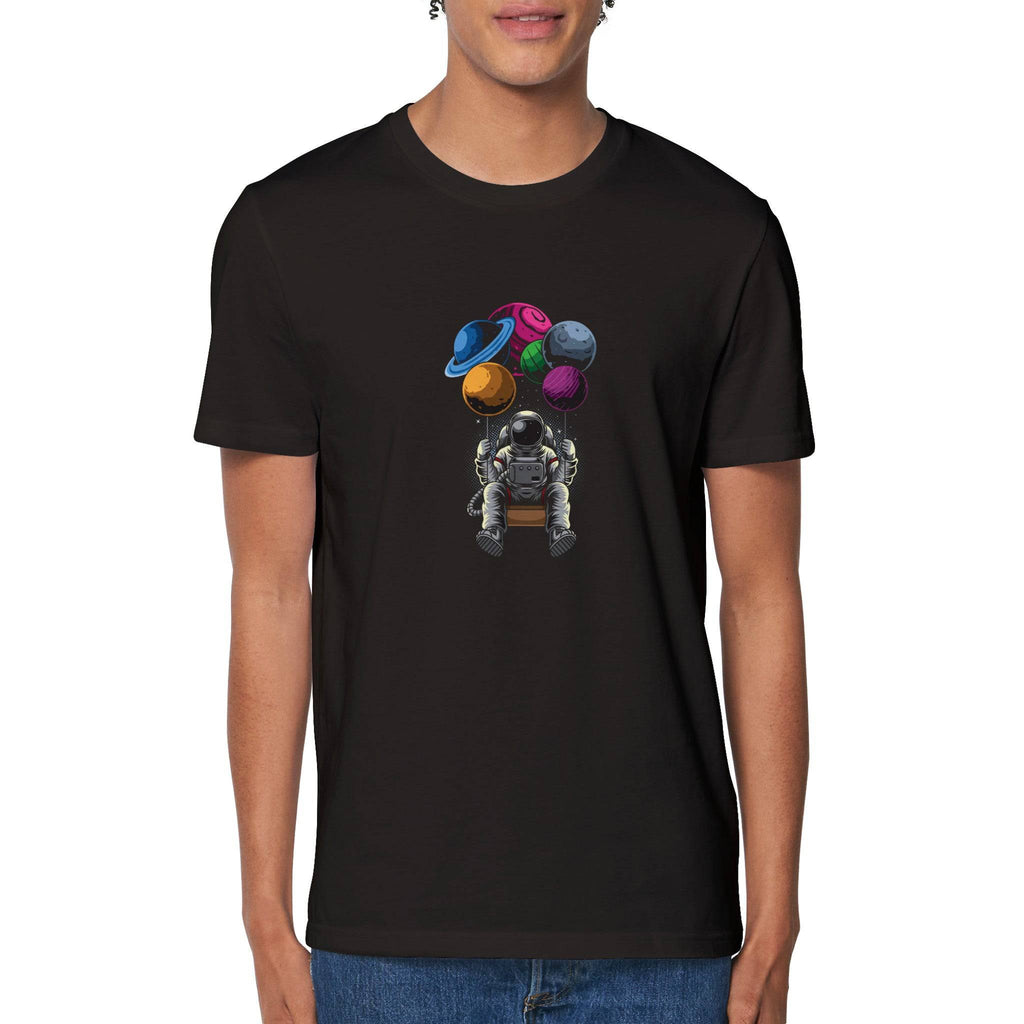 100% Organic Unisex T-shirt/Astronaut-Hanging-Baloons