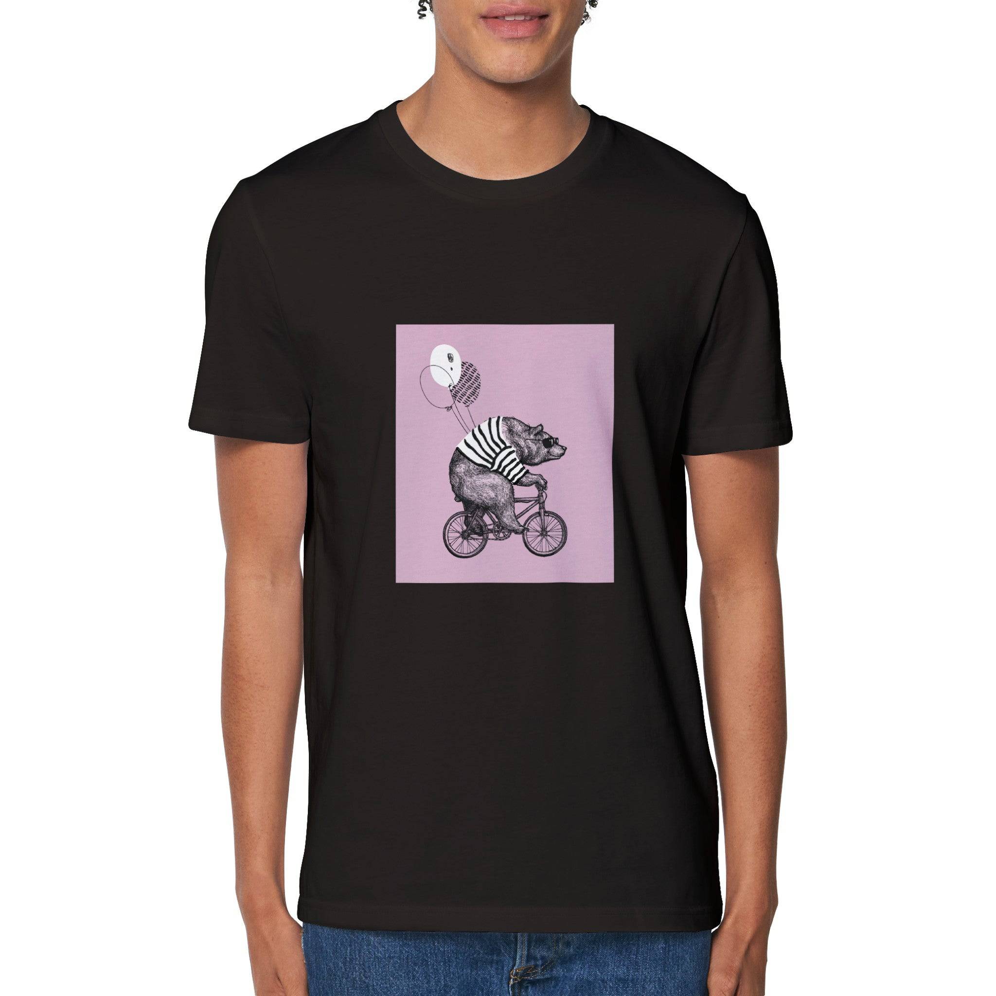 100% Organic Unisex T-shirt/Bear-Baloon-Cycling