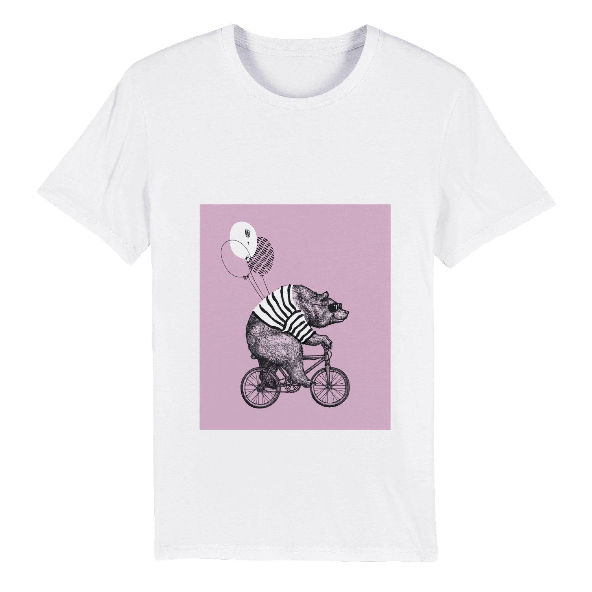 100% Organic Unisex T-shirt/Bear-Baloon-Cycling