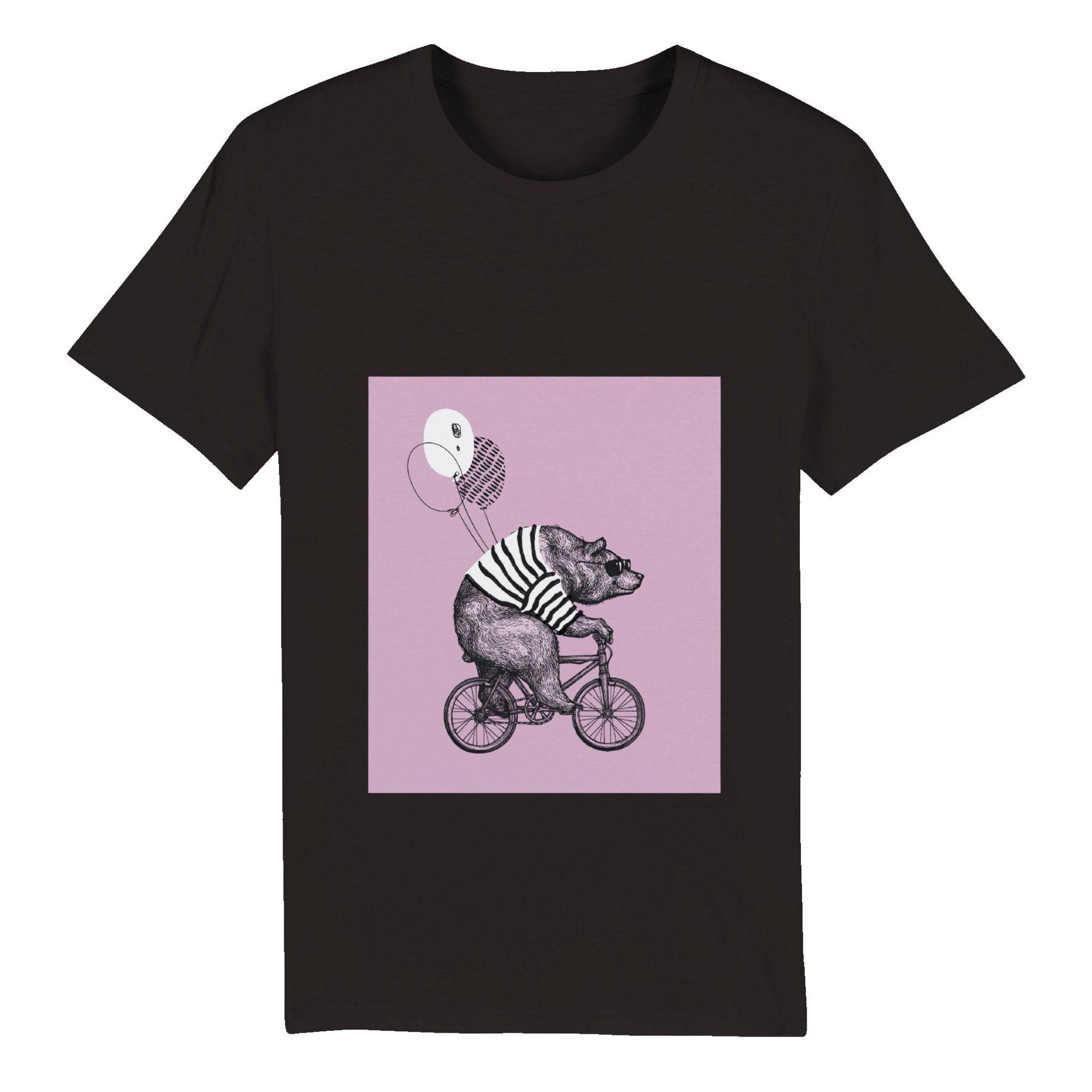 100% Organic Unisex T-shirt/Bear-Baloon-Cycling