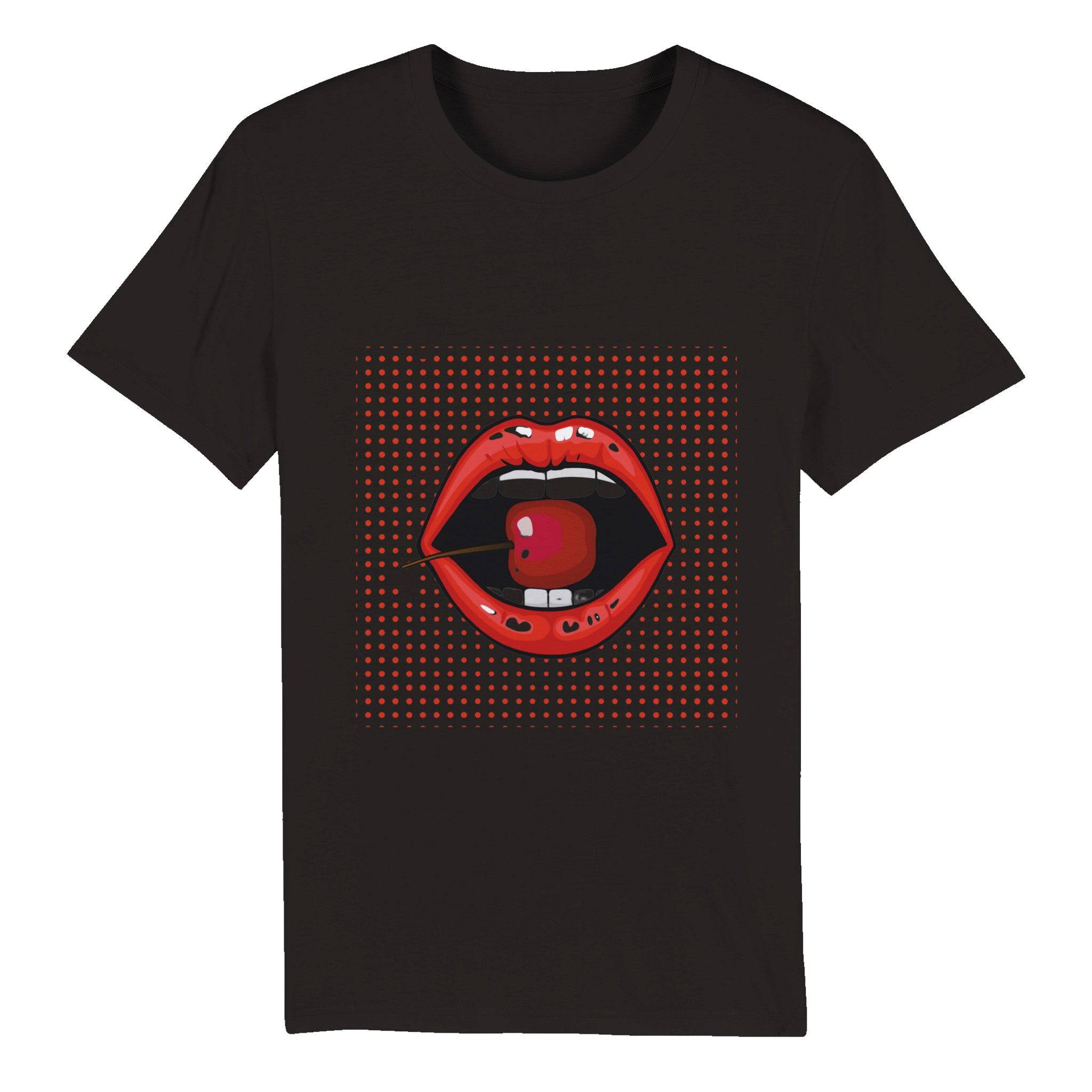 100% Organic Unisex T-shirt/Lips-Cherry