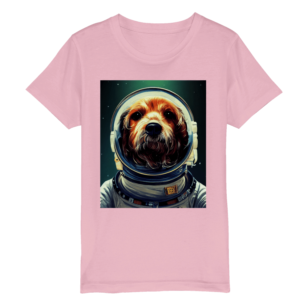 Organic Kids Crewneck T-shirt/Astronaut-dog