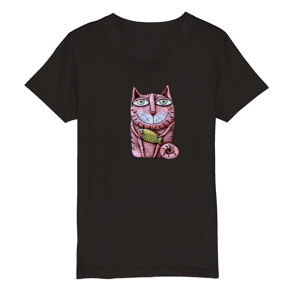 Organic Kids Crewneck T-shirt/Cat-Fish