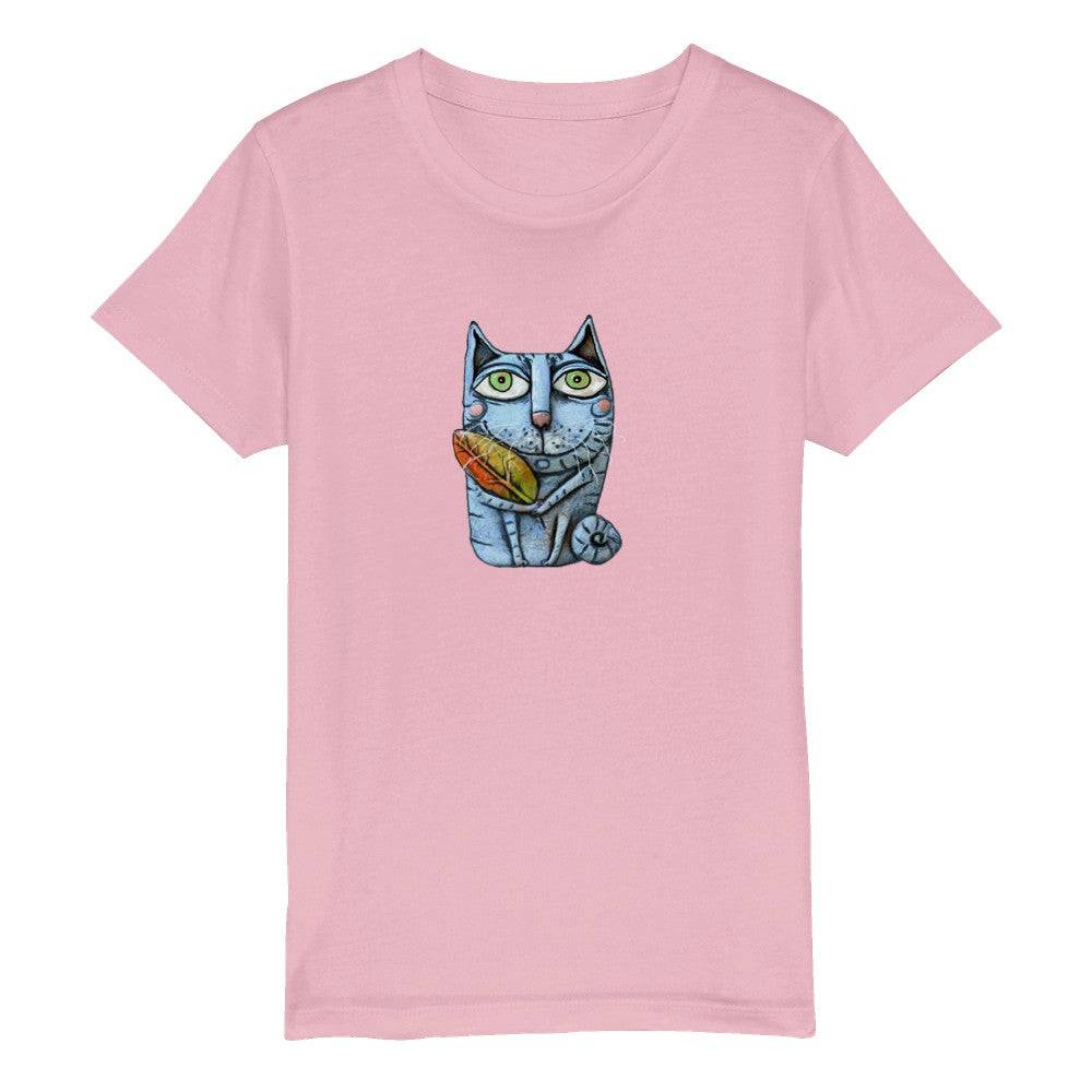Organic Kids Crewneck T-shirt/Cat-Leaf