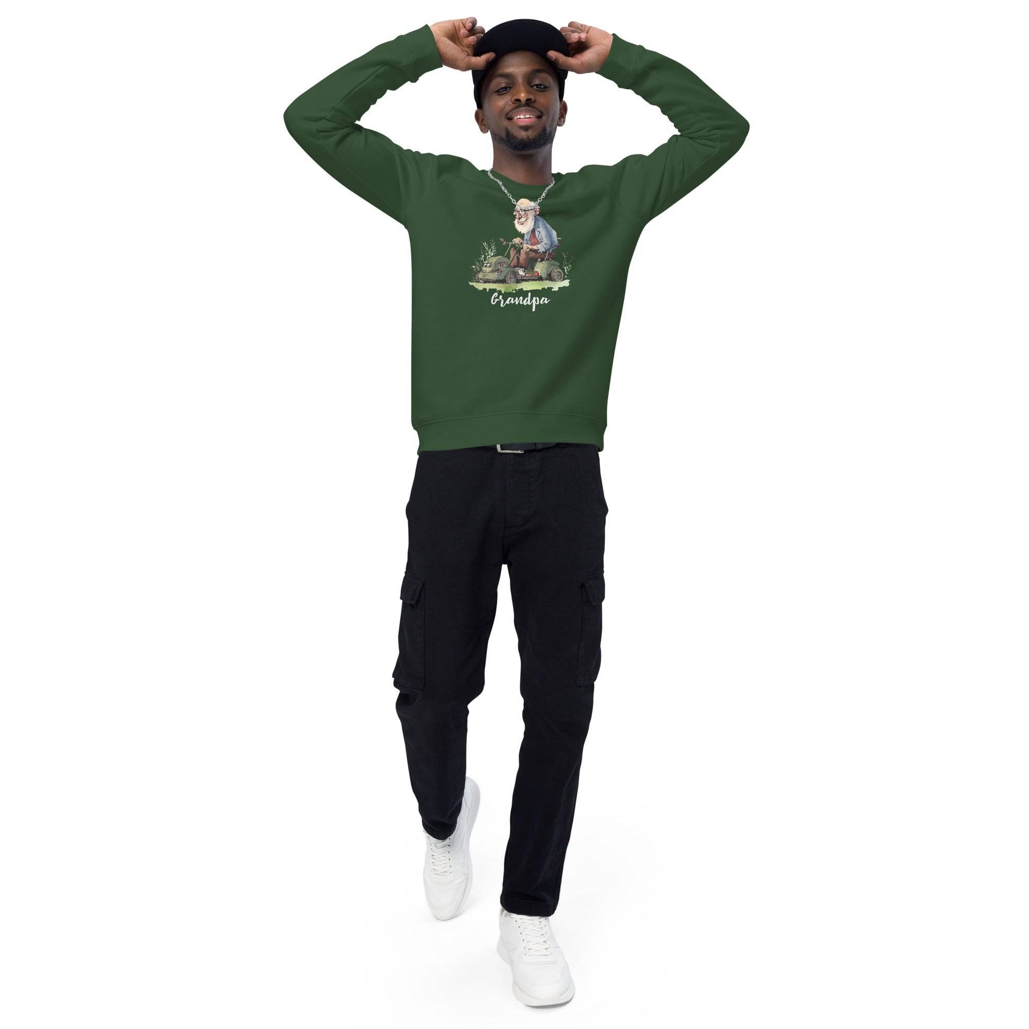 Unisex organic sweatshirt/Grandpa/Cutting-The-Lawn