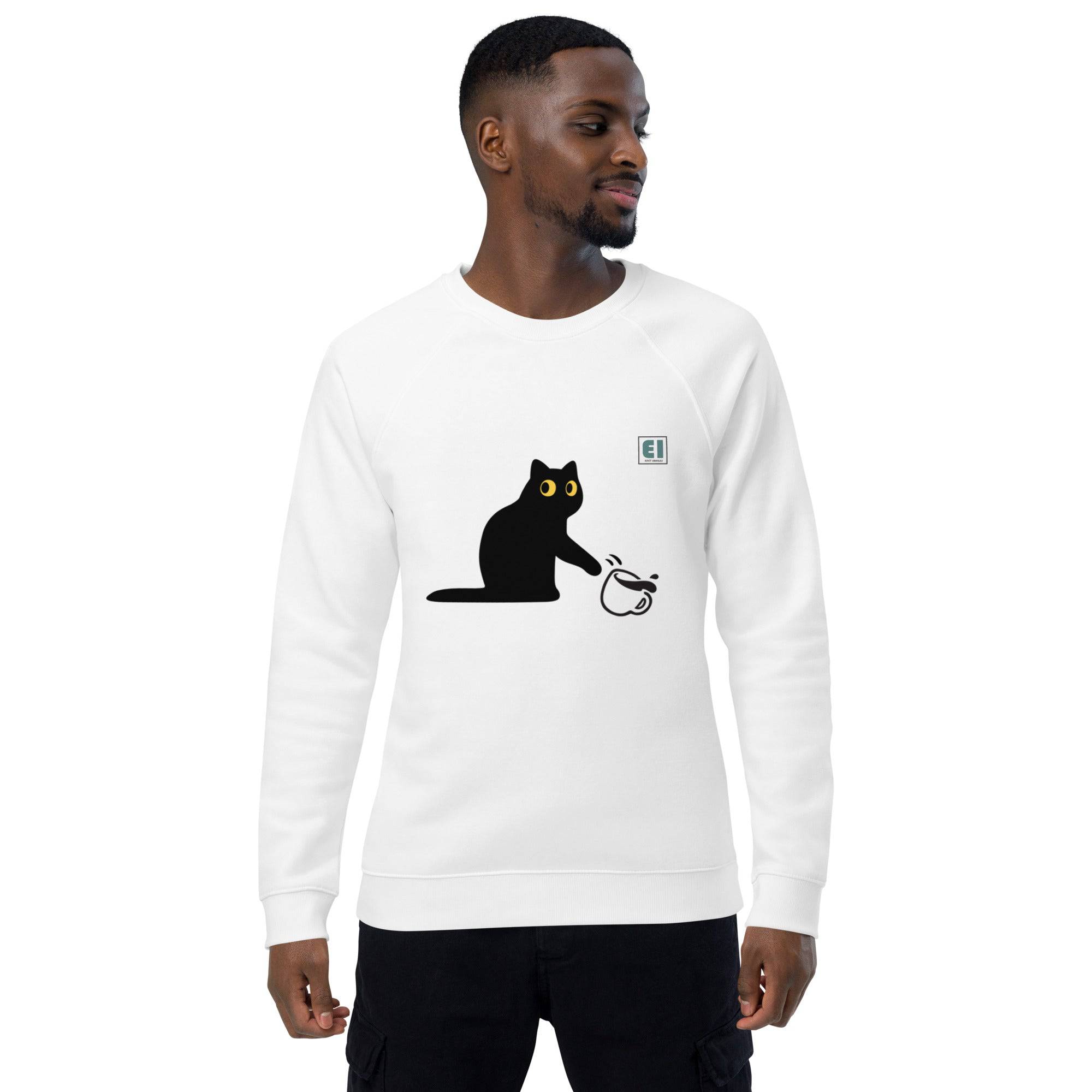 Unisex organic sweatshirt/Cat-Coffee